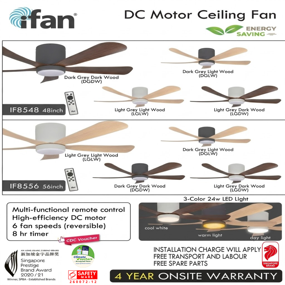 iFan 48/56in DC Motor Ceiling Fan 6 Speed Selection (IF8556) RU