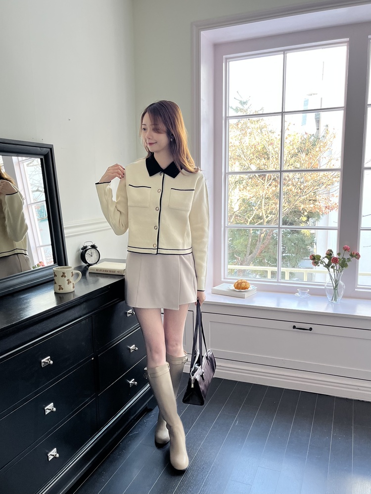 Elise Dual-Tone Cardigan (Cream)