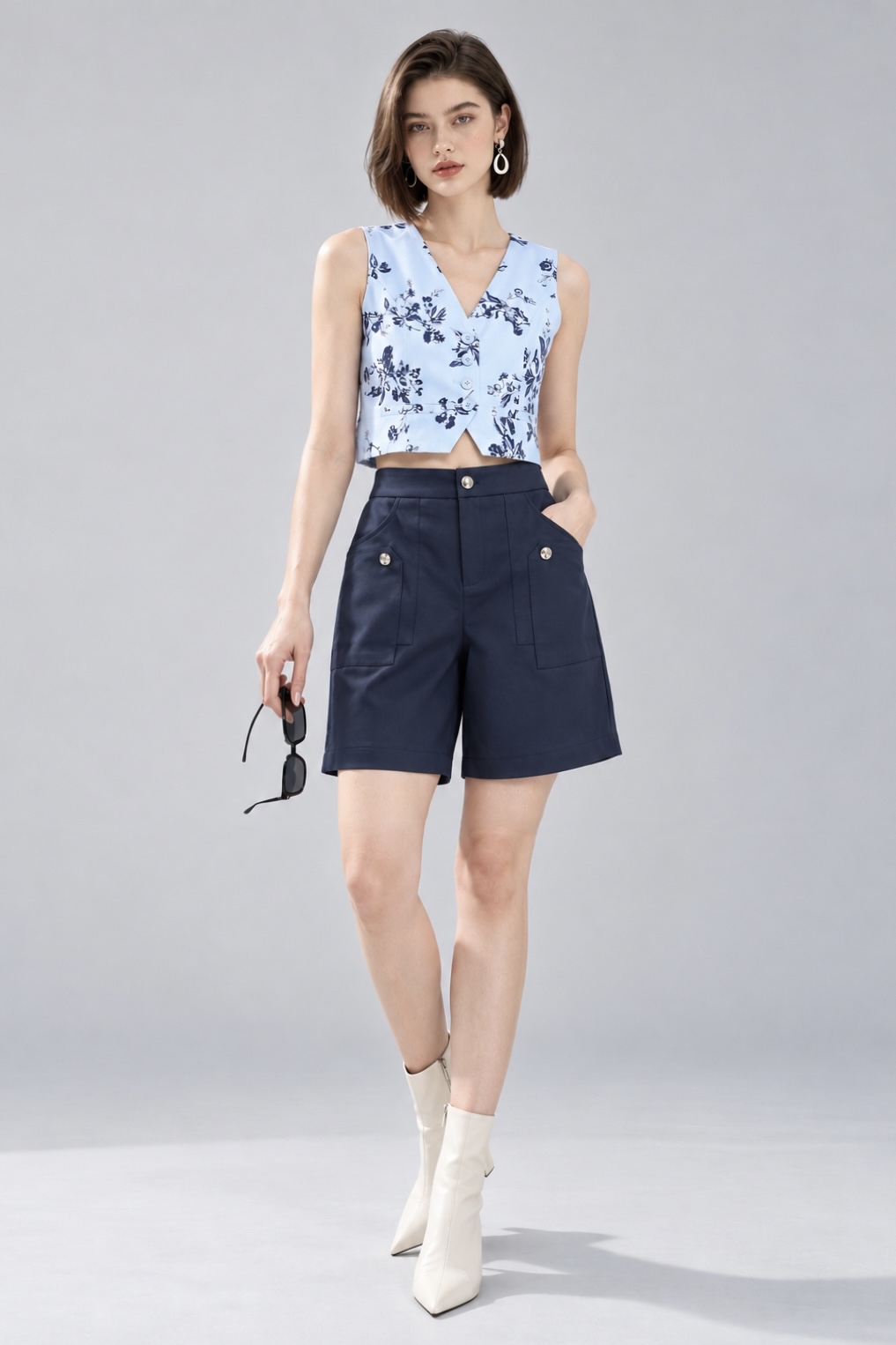 3665 Tailored Patch Pocket Half Pants