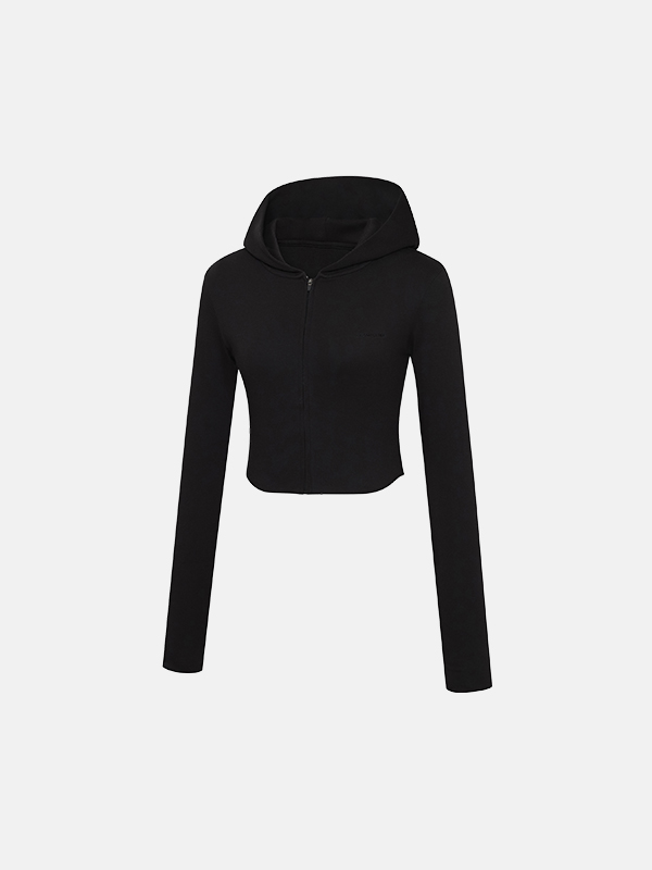 【秋冬必要Slim Fit Zip-Up】預購_Soft Slim Cropped Zip-Up Hoodie by Grandeline