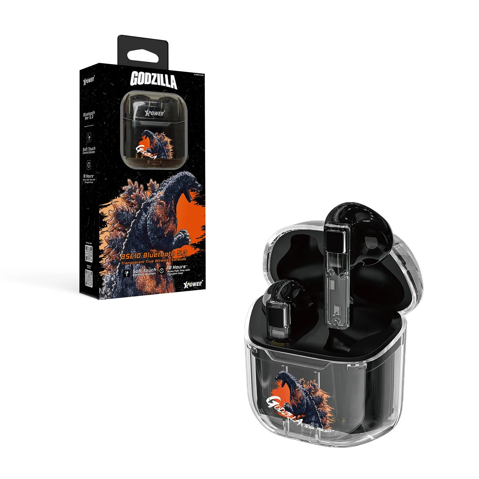 XPower x Godzilla BSE10透明真無線5.3藍牙耳機(Red)