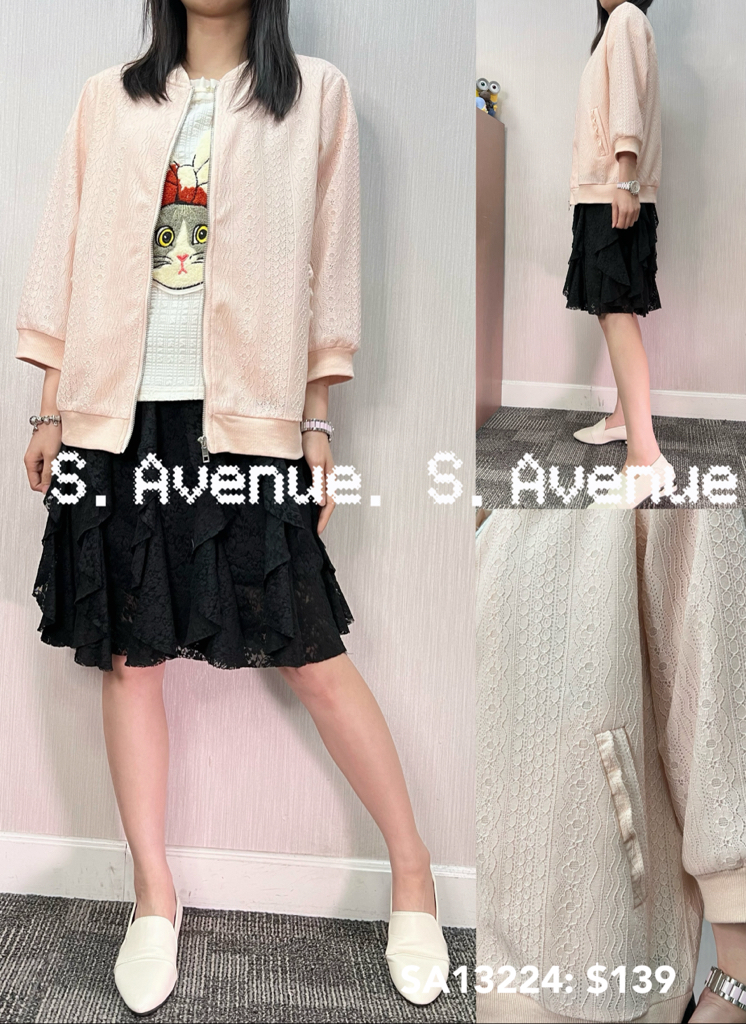 SA13224: 中袖lace拉錬外套