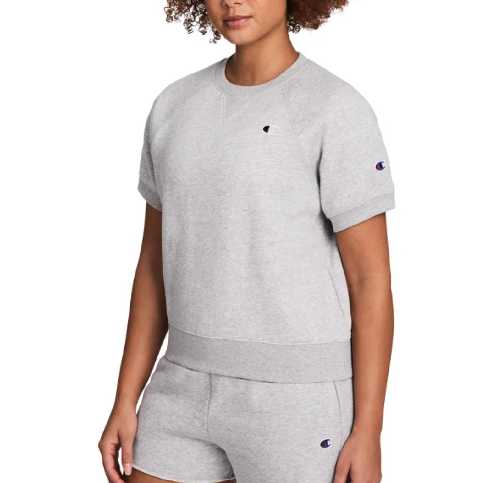 Champion Women's Short Sleeve Logo Fleece Sweater