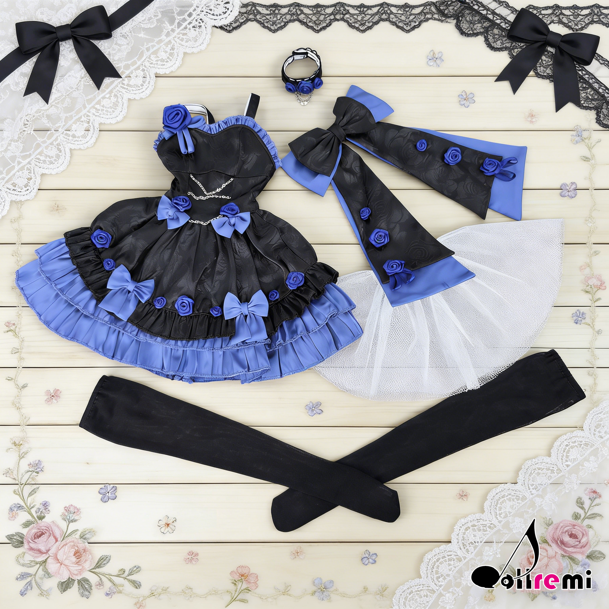 【dollremi】(DD0912) 午夜藍調協奏曲洛麗塔連衣裙 Nocturne in Blue Lolita One-piece