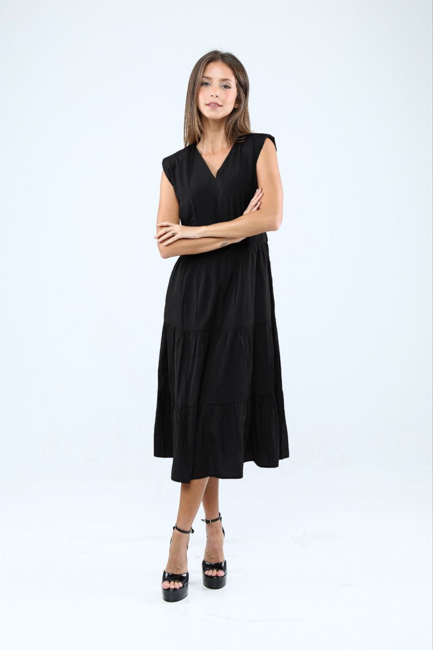 V领出袖连身裙 1866