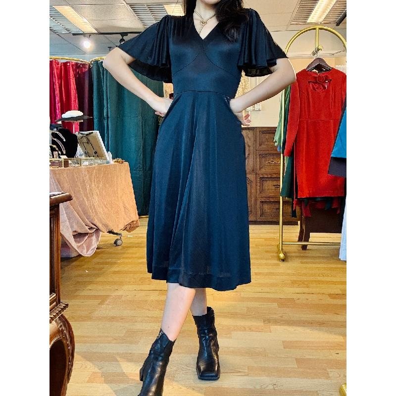 Vintage Micalady Tokyo Jonathan Logan New York 1980s Does 1940s Style Little Black Dress (PP001)