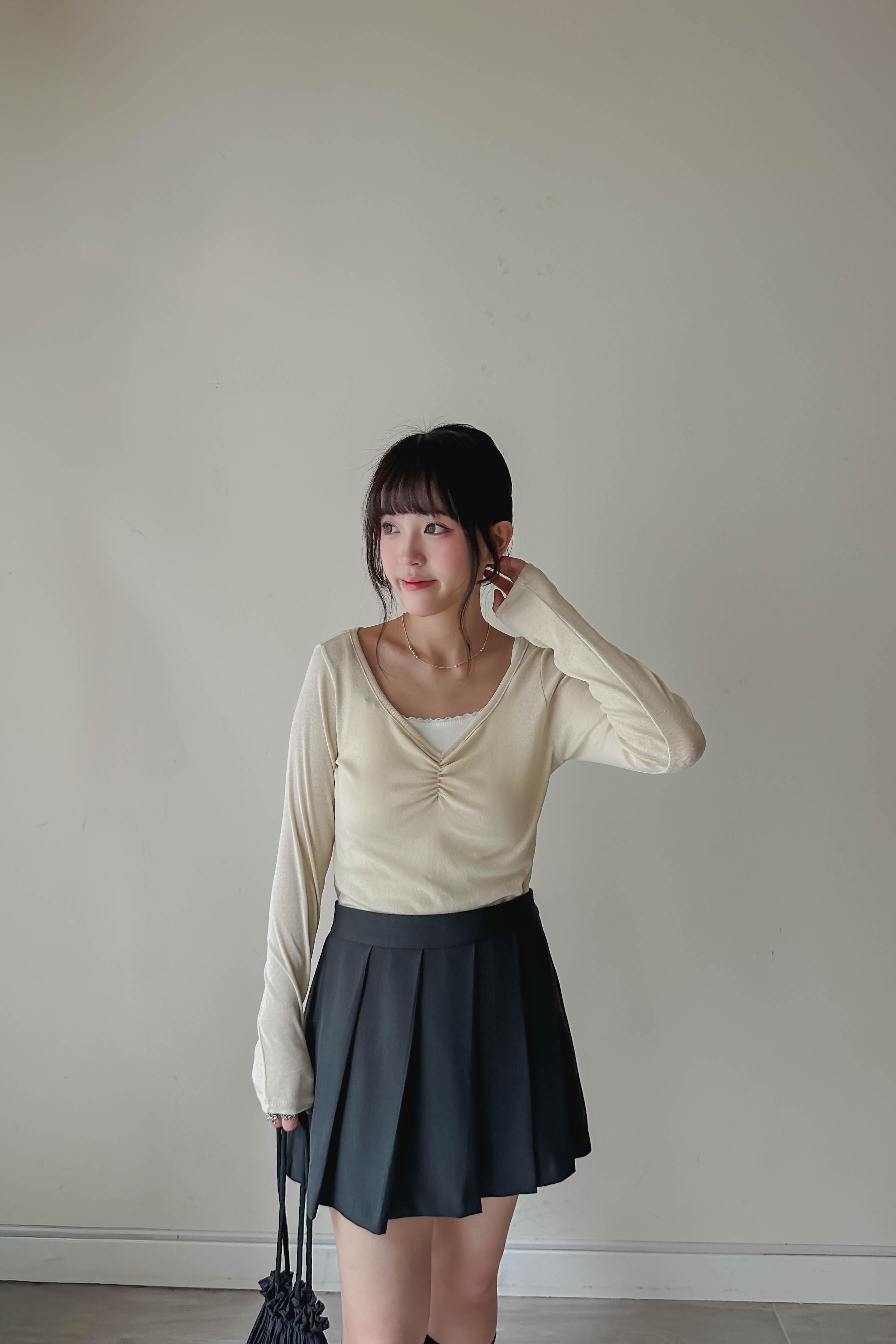 顯瘦打褶西裝裙 [✓防走光西褲]