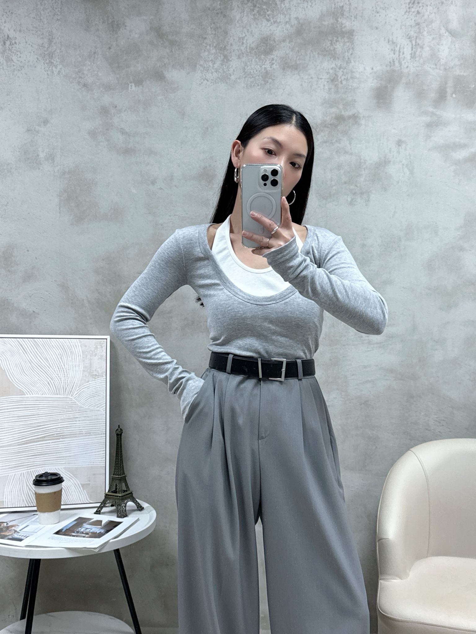 C06 假兩件拼色Top