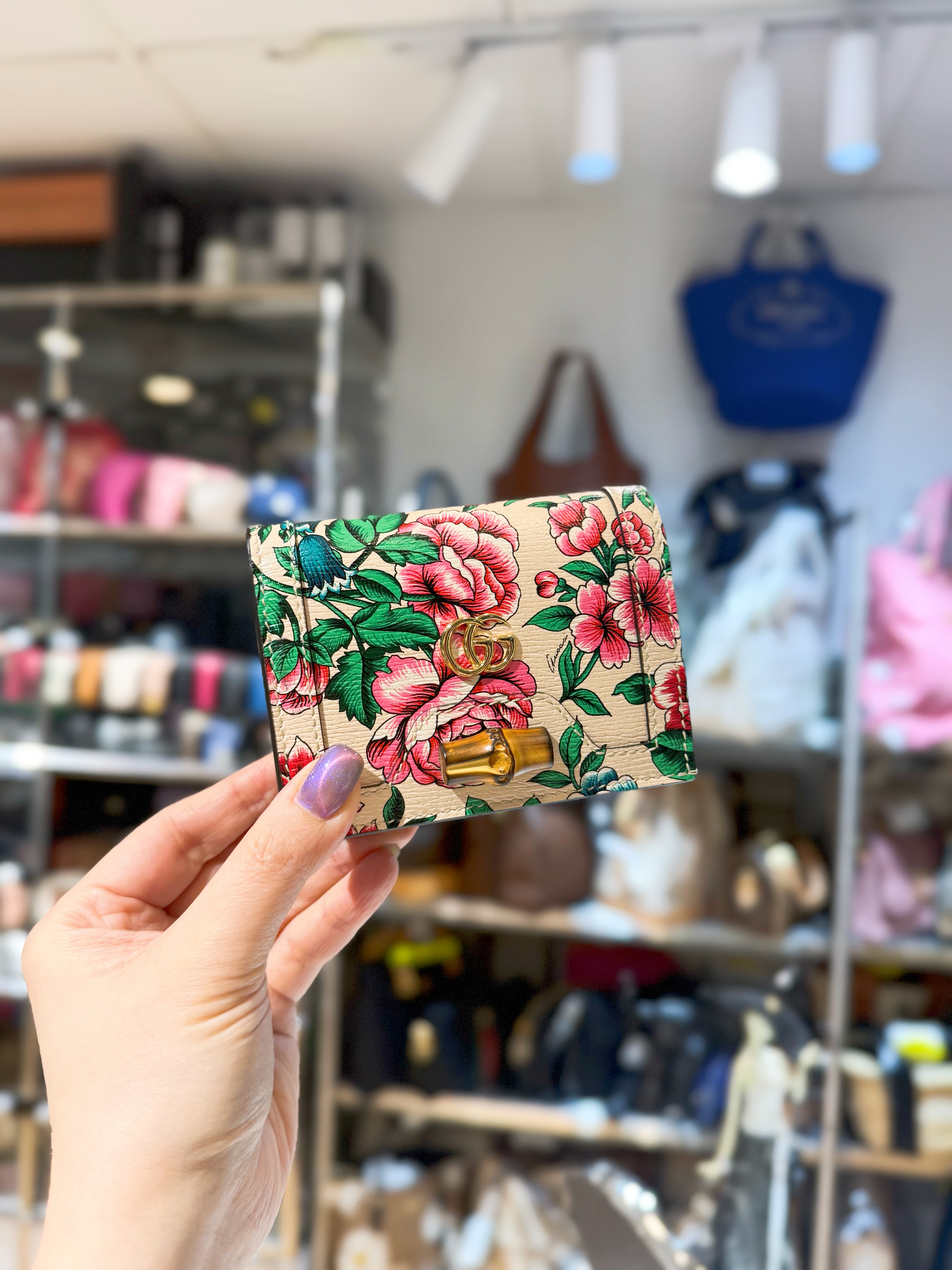 Gucci mini wallet floral/beige