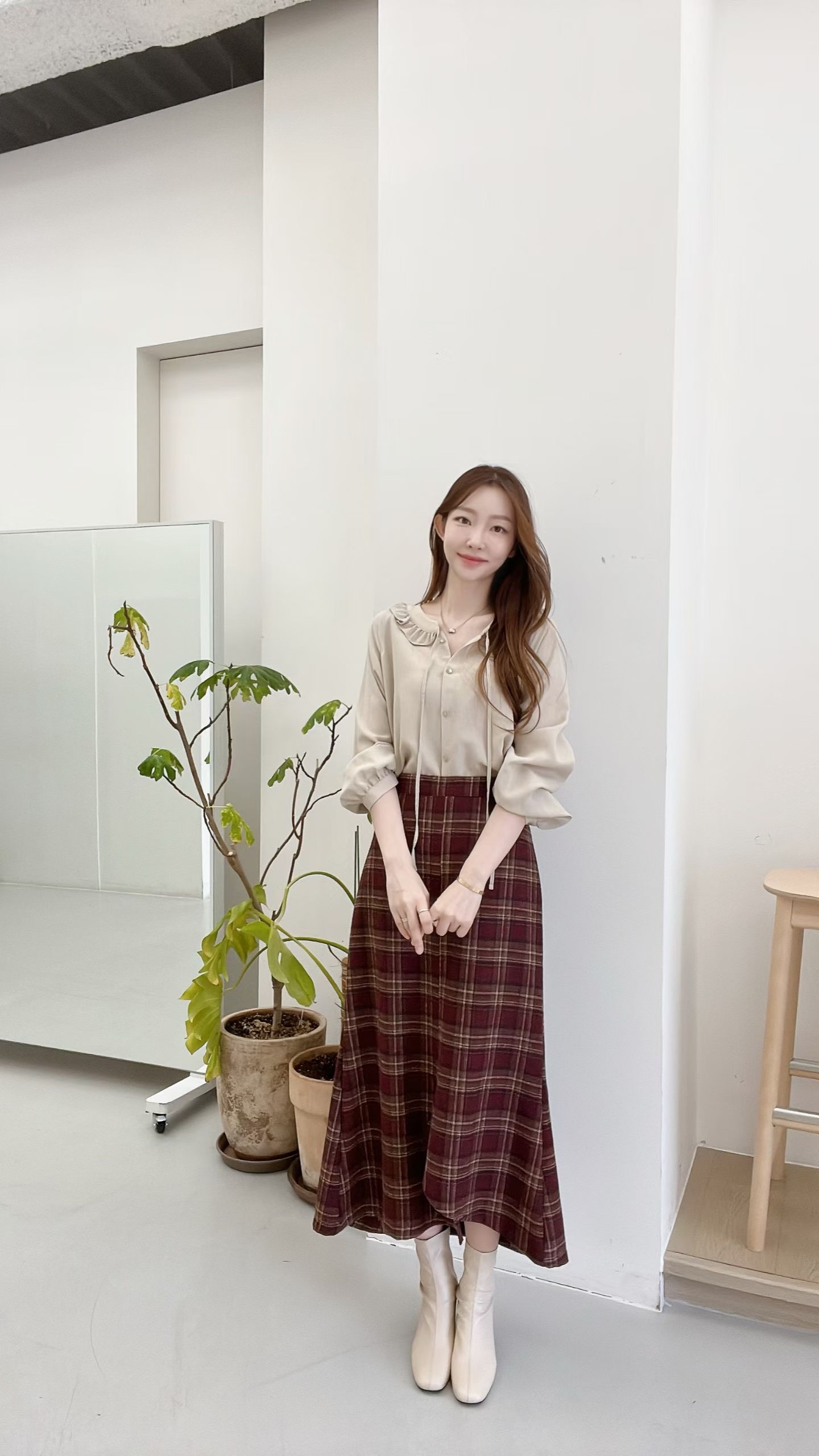 FV31_01 魚尾格仔長SK  (3色)