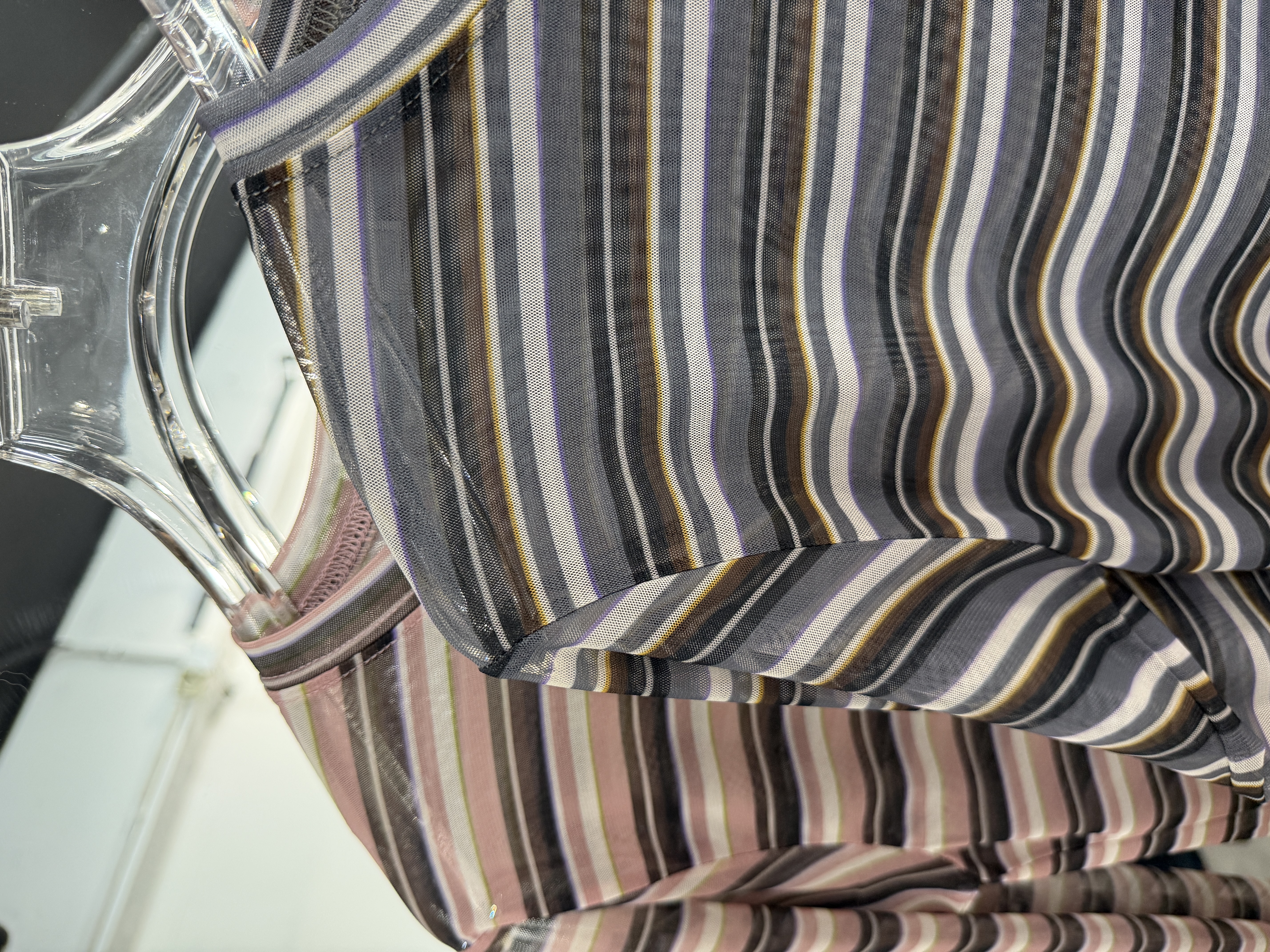 透視條紋長袖上衣