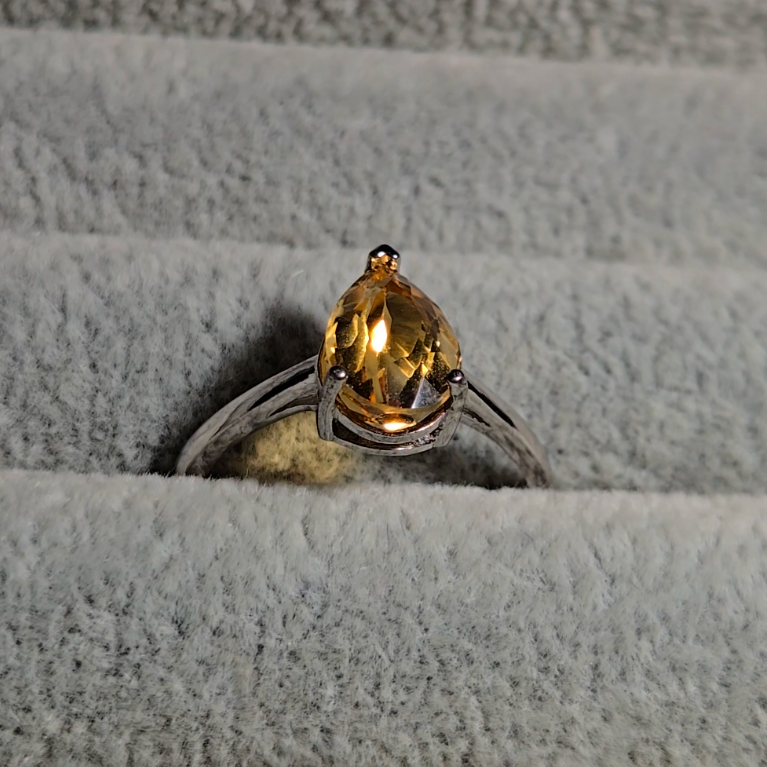 Gem-grade citrine ring in adjustable sterling silver - CT177