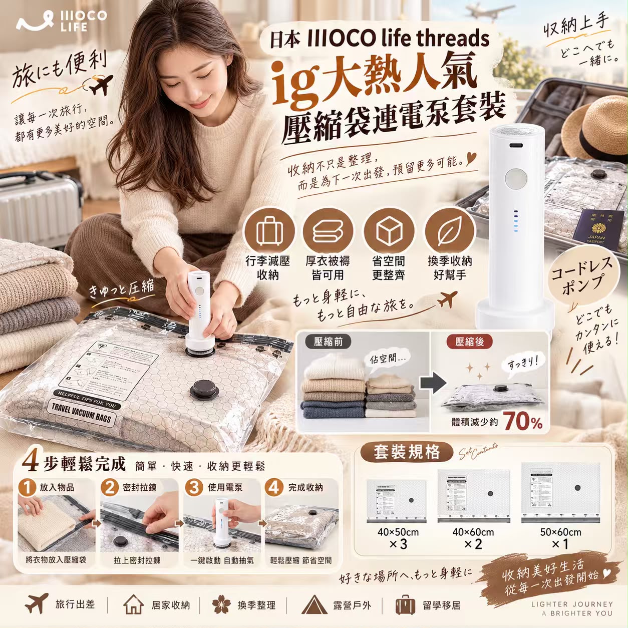【預訂】日本壓縮袋連秒速電泵套裝