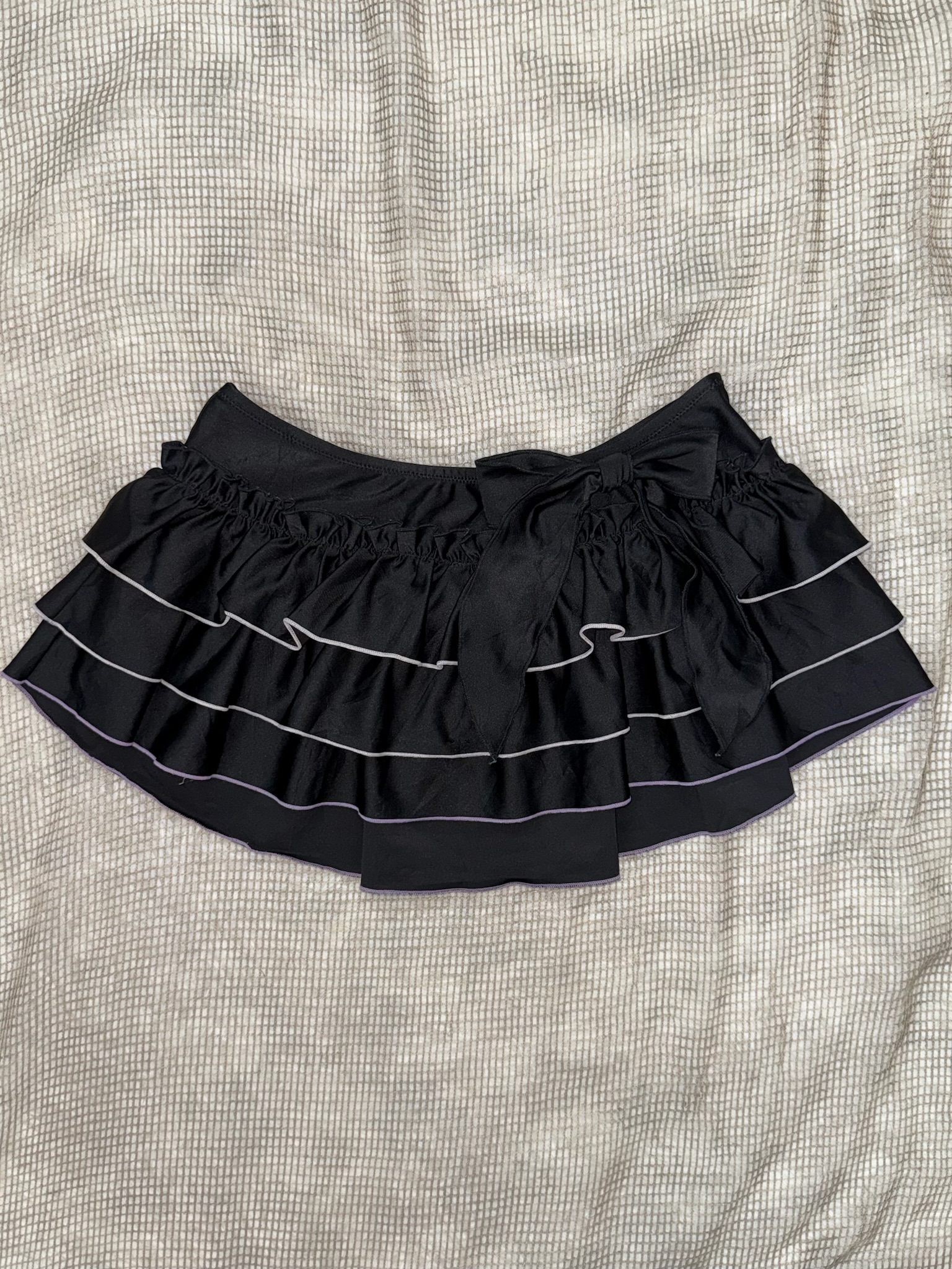 Black Tiered Ruffle Mini Skirt with Bow