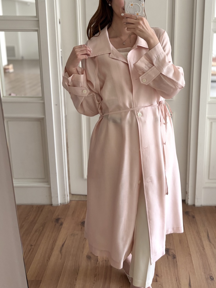 Silky Belted Trench Coat (Pink)