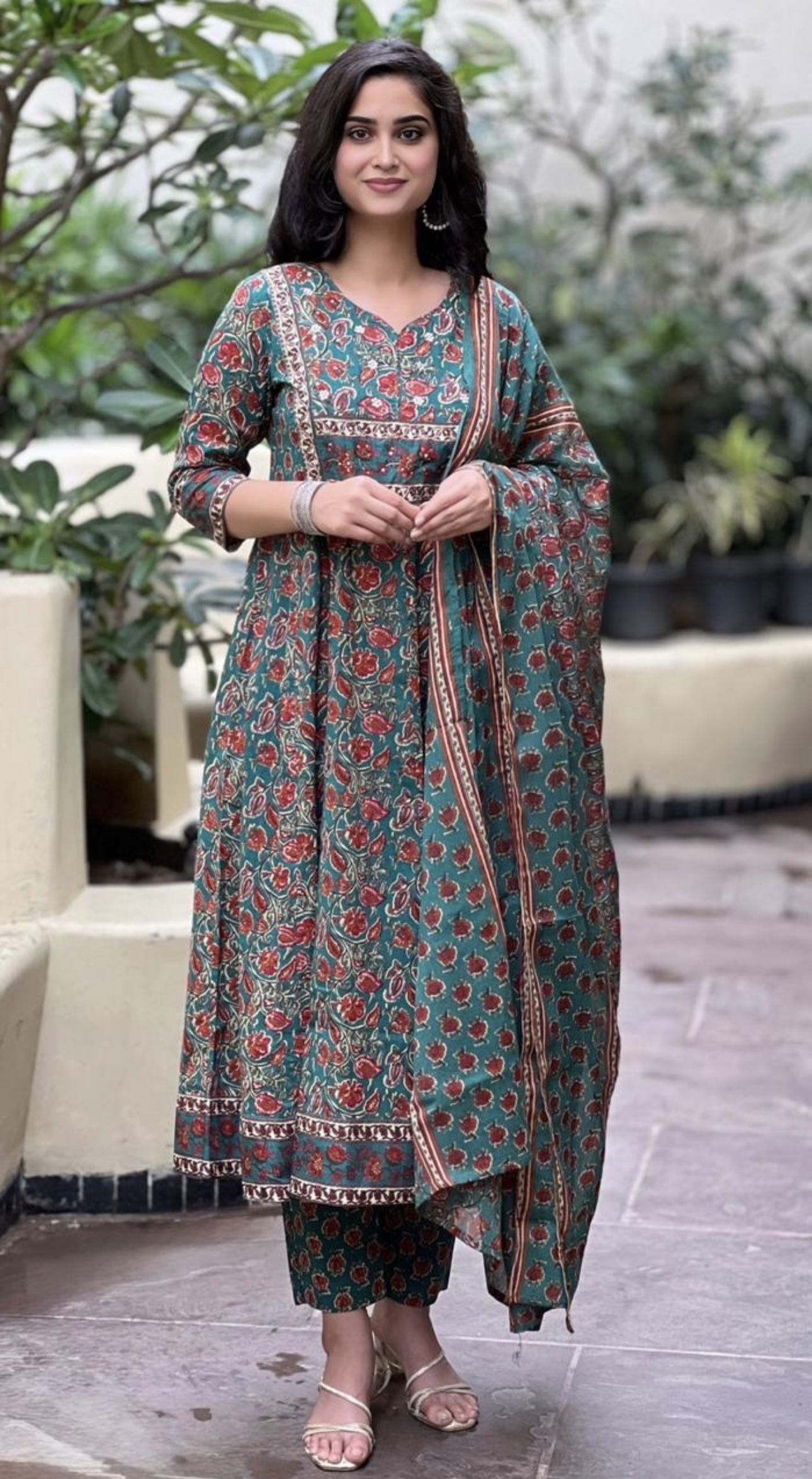 Teal Green Anarkali Kurta set