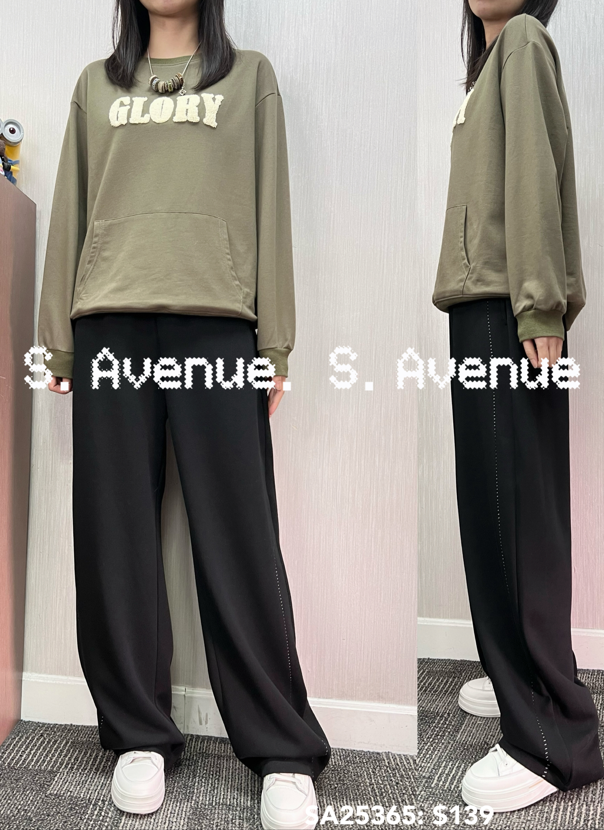 SA25365: 長袖glory雙袋衞衣