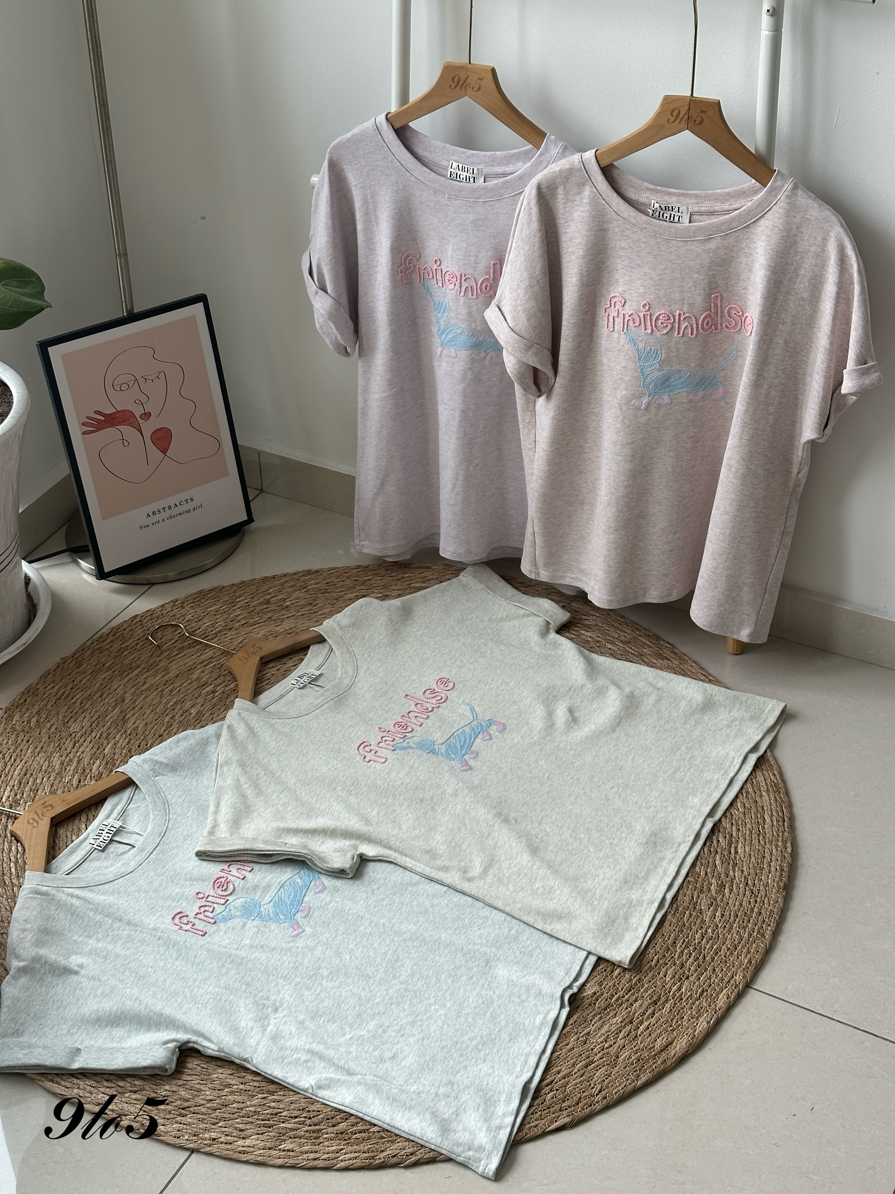 T4059 Dog Embroidery Tee - 4 Colors