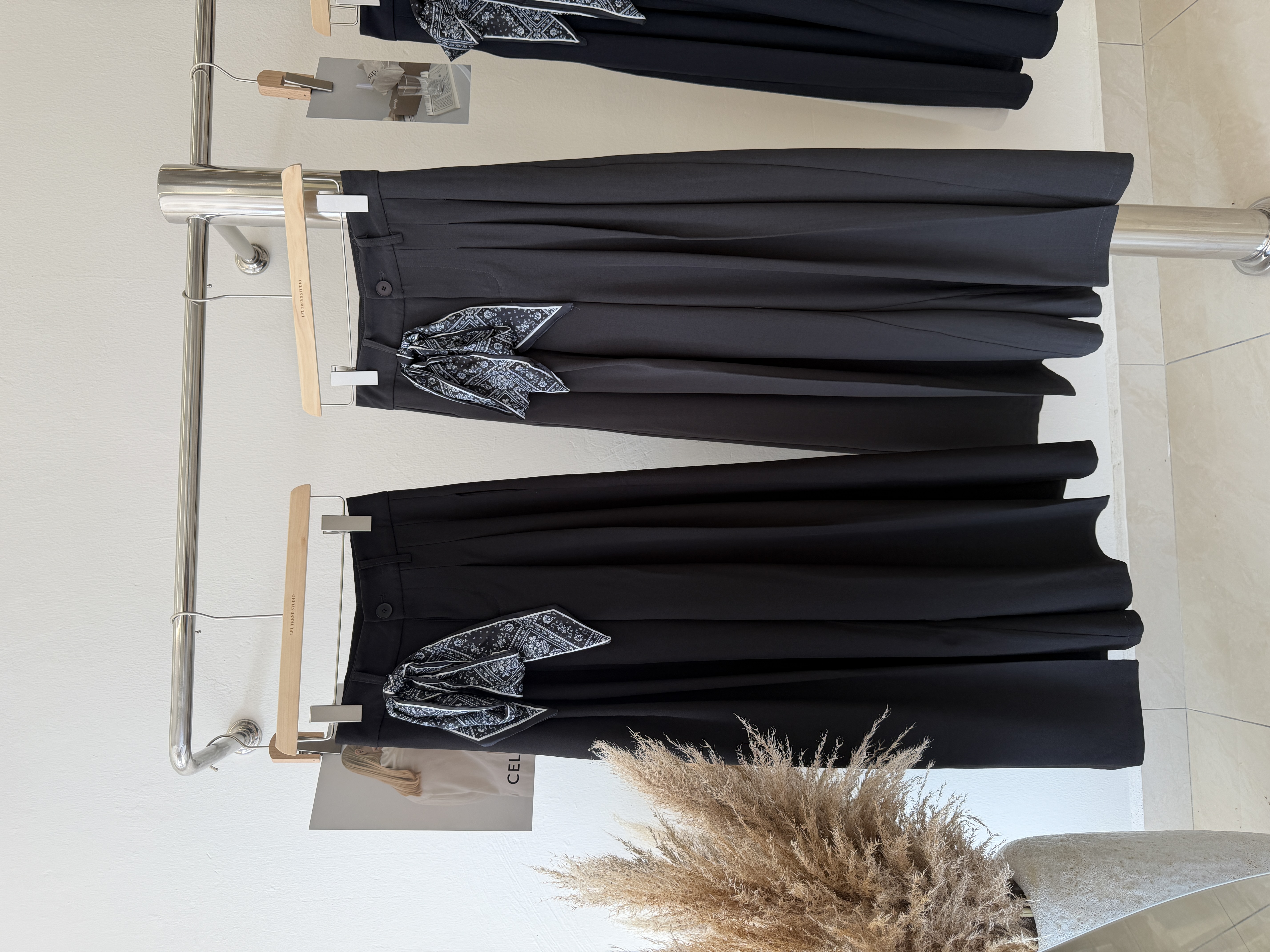 6625 韩版高腰丝巾西装长裤