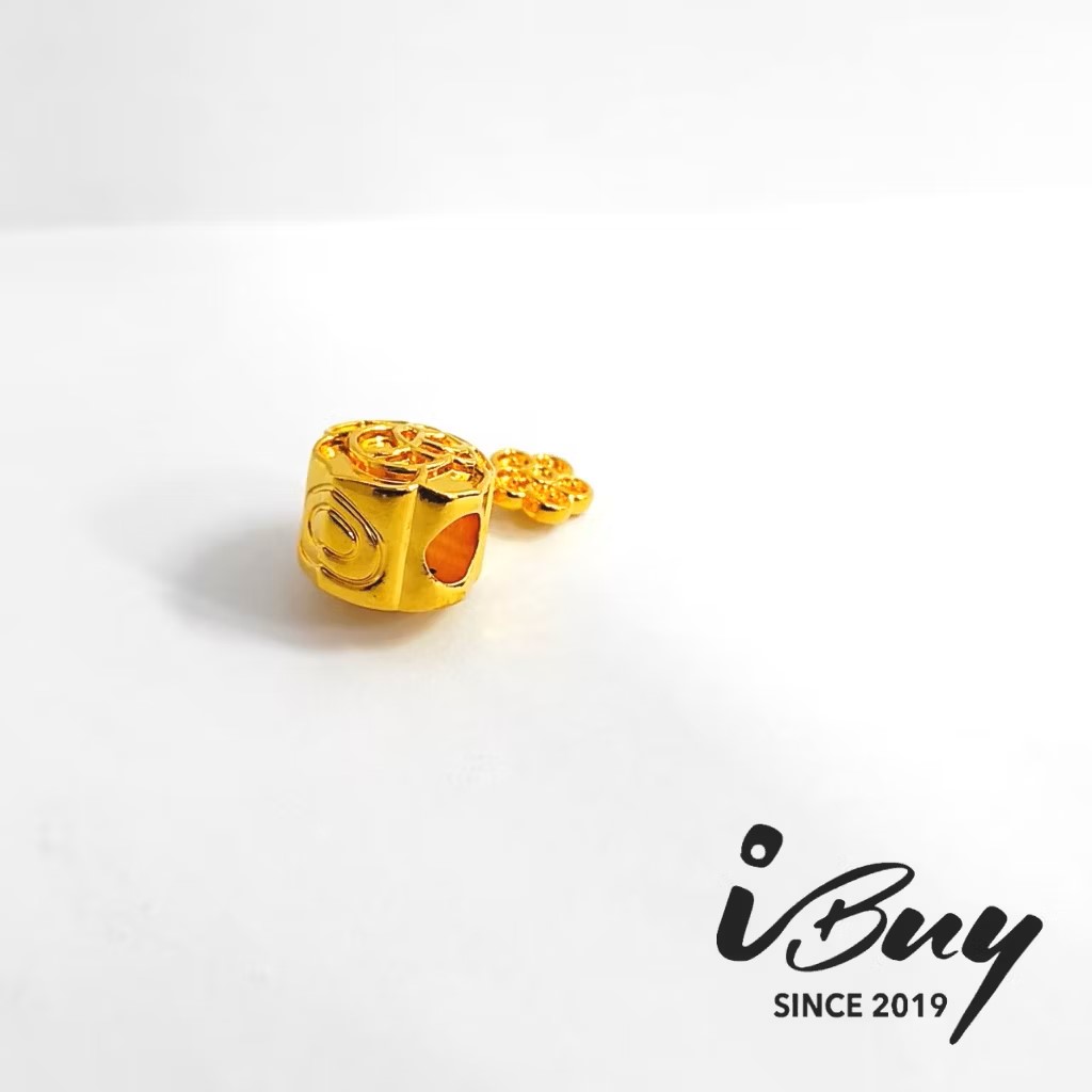 916 GOLD CAMELLIA + CLORAL DRIPPING CHARM BEAD 916 硬金 山茶花+花花滴溜串咀