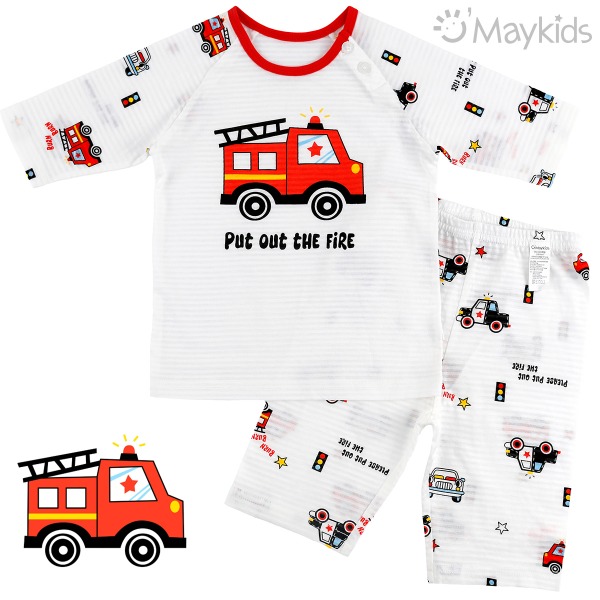 Maykids 7分袖家居服 (明星消防車)