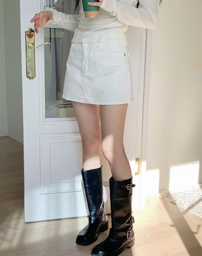 I06 洗水牛仔裙褲