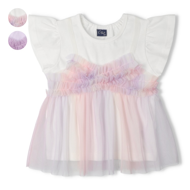 🆕【⭐訂購⭐】🌀 🇯🇵 日本直送 蓬鬆薄紗 荷葉邊 喇叭袖 短袖TEE［2款選］ 🌀[ELCA-0278][260429]