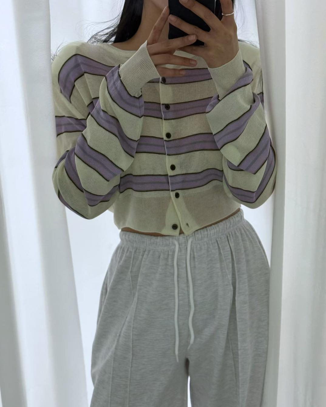 粗間短裝薄針織外套