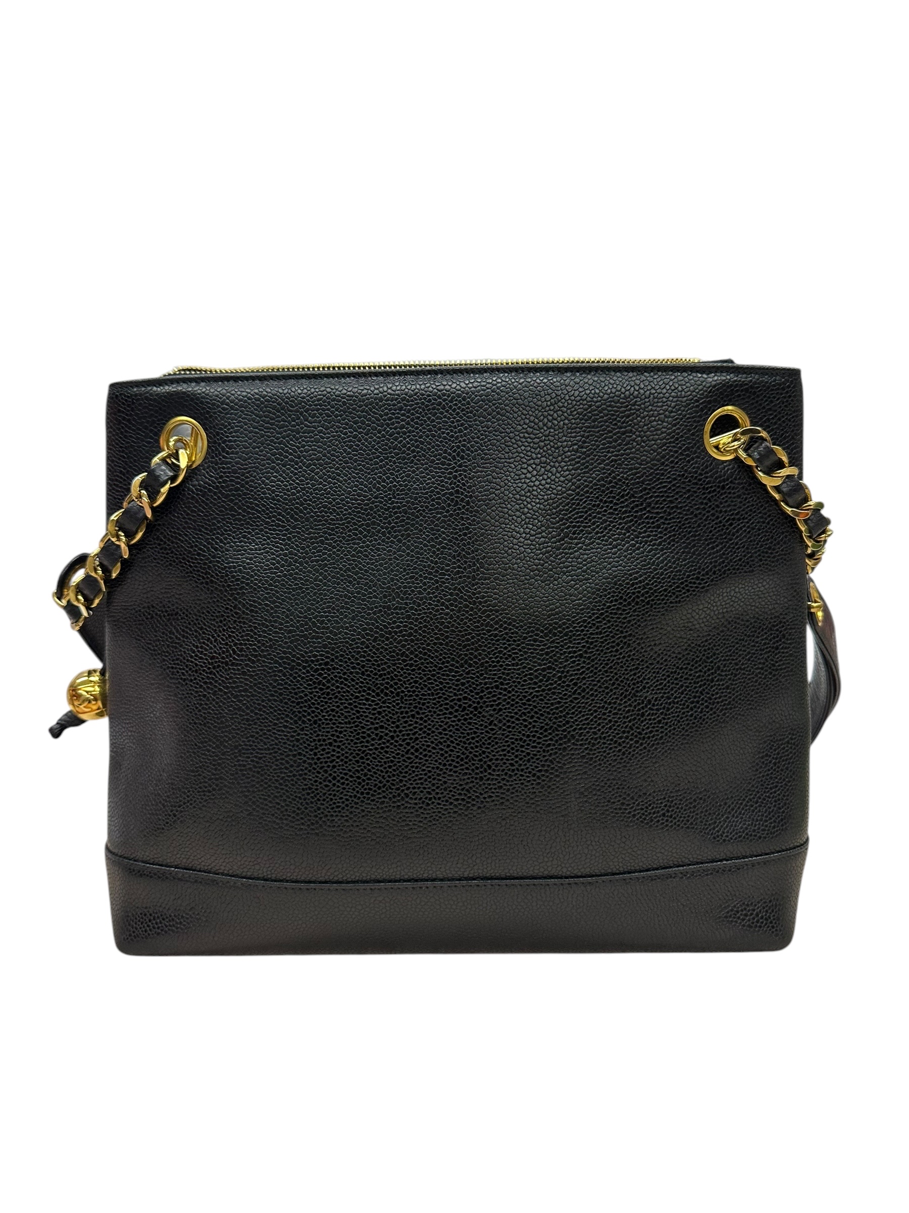 Pre-owned Chanel Black Caviar Leather Vintage Timeless Shoulder Tote / Product Code: 081601
