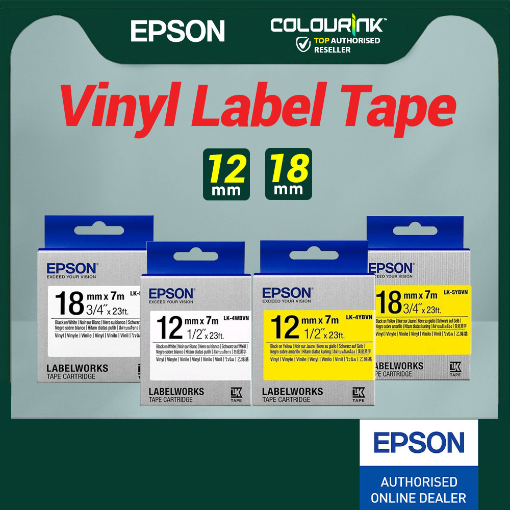 Epson Original Vinyl Laminated Sticker LK-Tape 4WBVN 5WBVN 5YBVN 5WBVN 6YBVN 7WBVN 7YBVN for Labelworks Printer