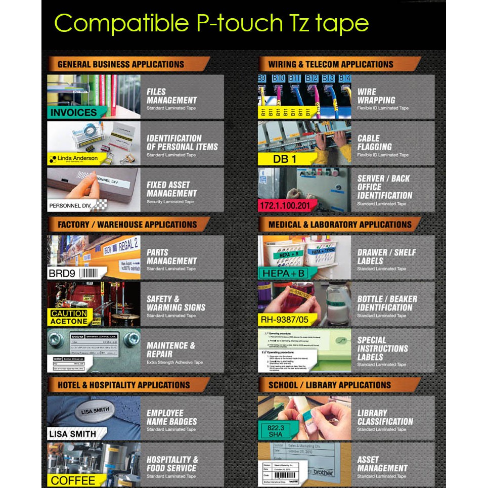 12mm Tze-231 131 631 compatible label tape Label Printer PT-H110 D210 D450 D600 P700 E110VP E300VP P300BT P710 Sticker