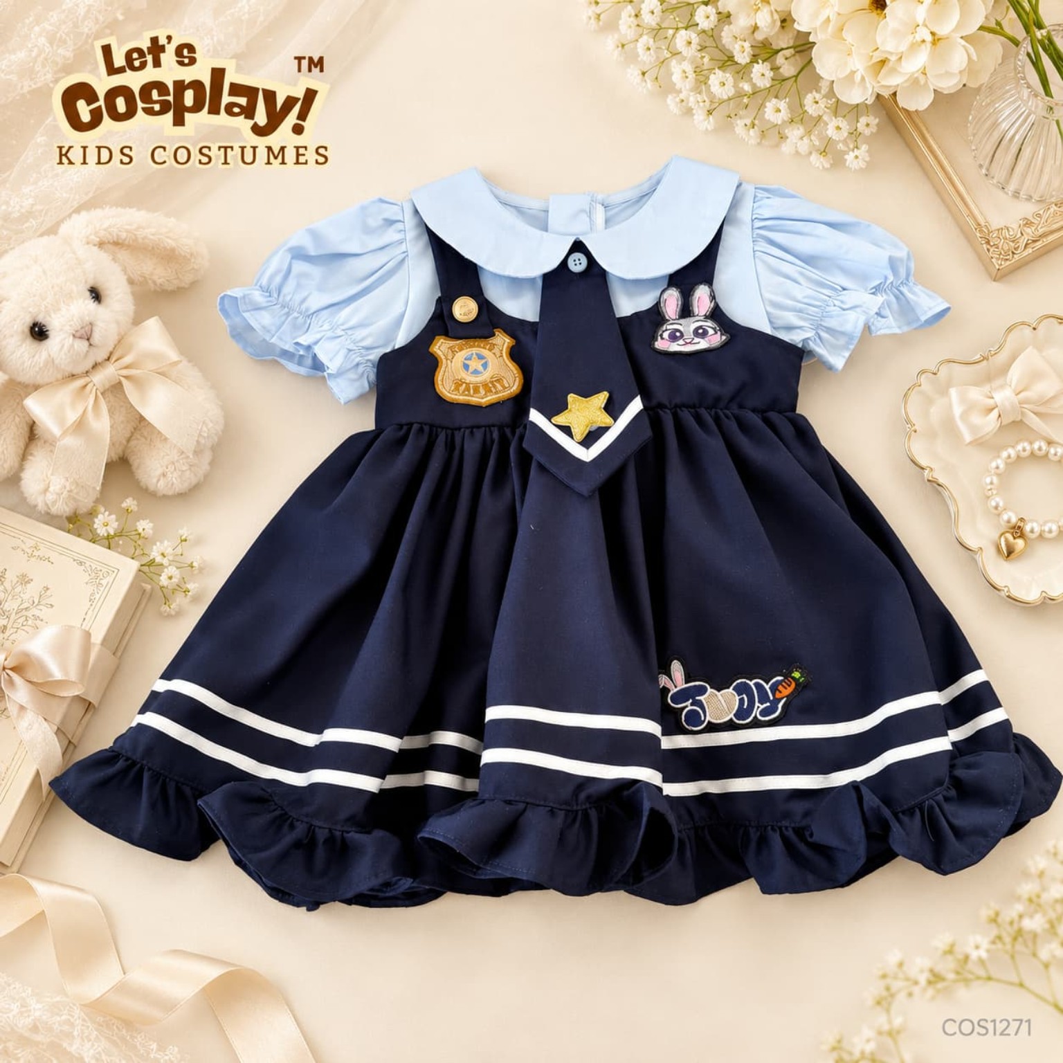 Zootopia Judy 優獸大都會朱迪幼兒兔子警察連身裙 90/100碼 Kids Costume｜Lets Cosplay COS1271