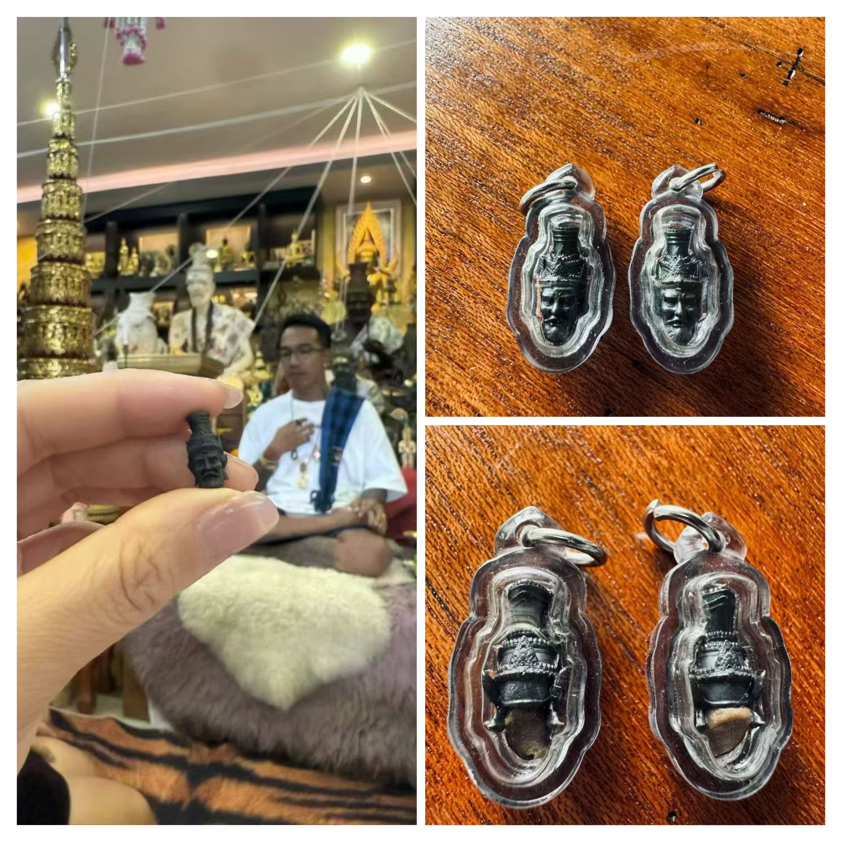 阿贊mon第一期九寶銅火眼魯士（魯山打肺），從魯士頭底部加入阿贊mon的人緣膏和天神蠟