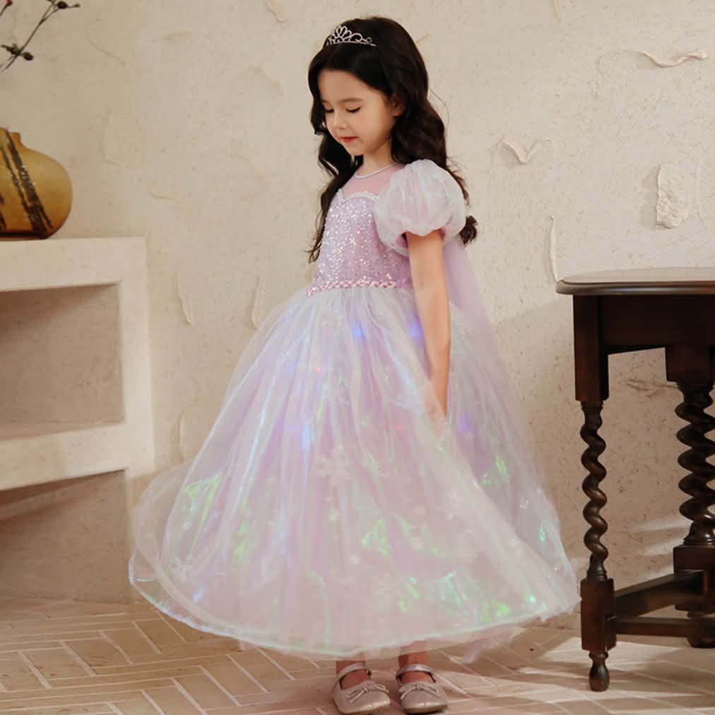 女童幻彩蓬蓬網紗連身裙