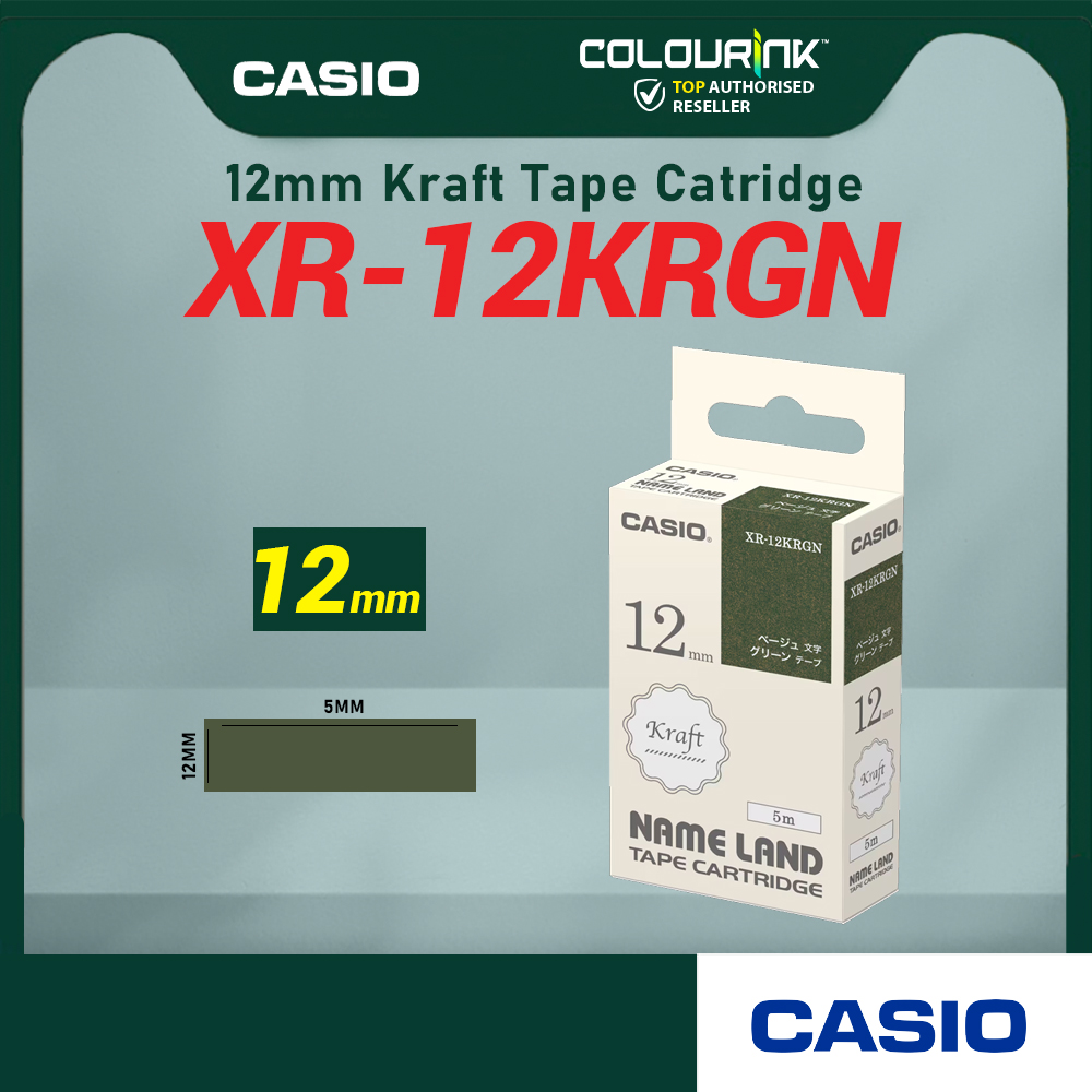CASIO ORIGINAL GENUINE 12MM EZ LABEL TAPE FOR KL-120 KL-130 KL-820 KL-60 KL-HD1 KL-8400 KL-G2