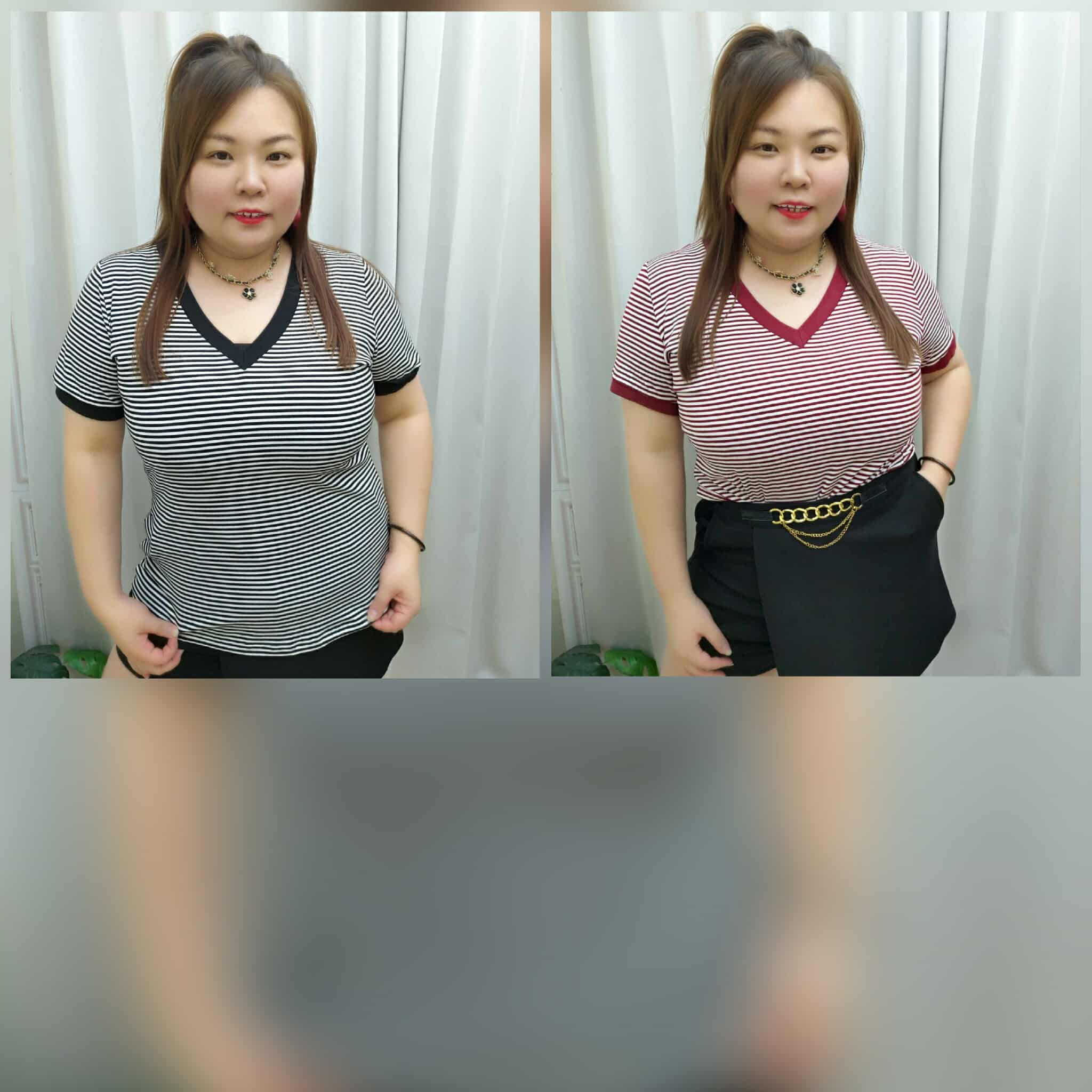 TW#57871 大V领线条设计上衣