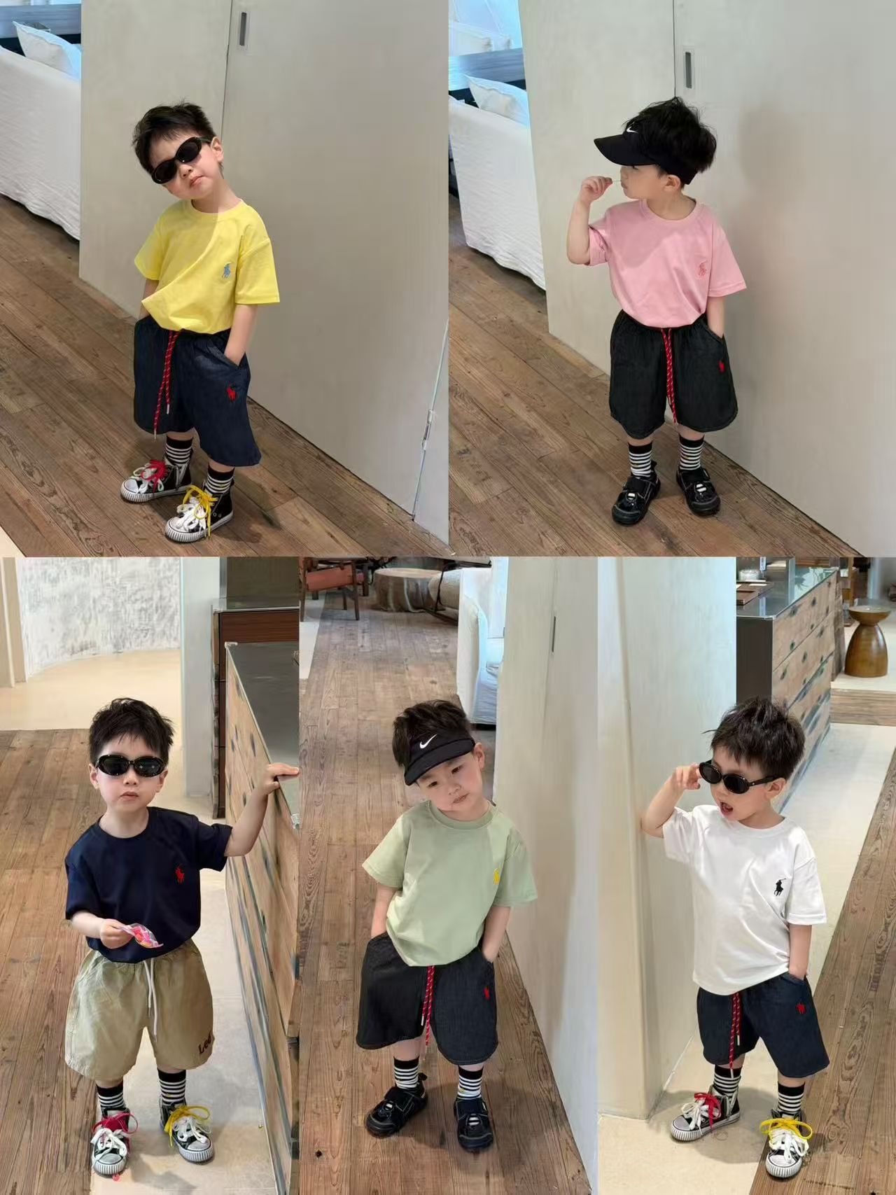 2件起各减$ 10。親子小馬刺繡彩色短袖