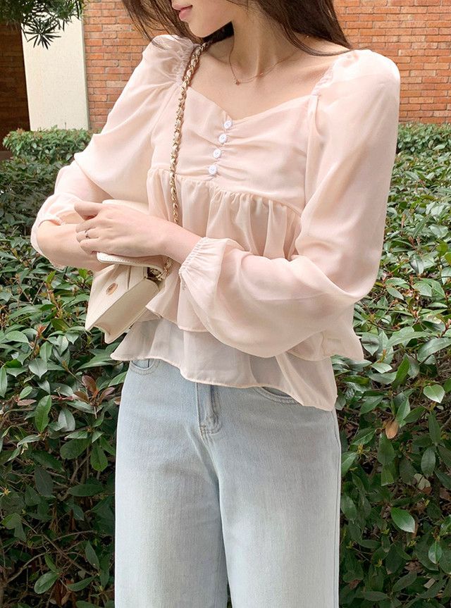 【上班/休閒】溫柔仙感雙層雪紡上衣