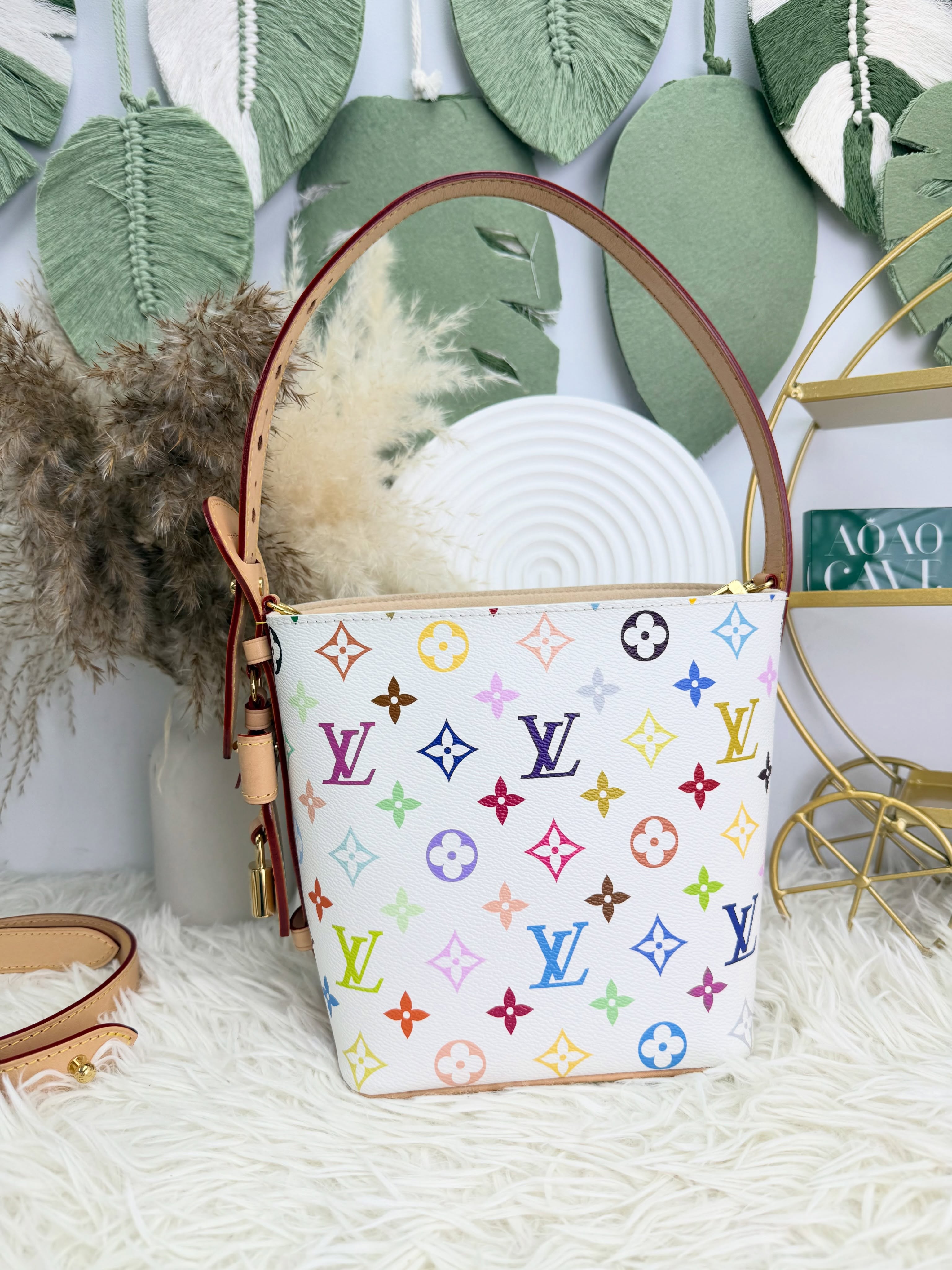 Lv👜 PRE OWNED 🛍️村上隆 白三彩 allin bb 有兩條肩帶 全套 🤍🩷💙