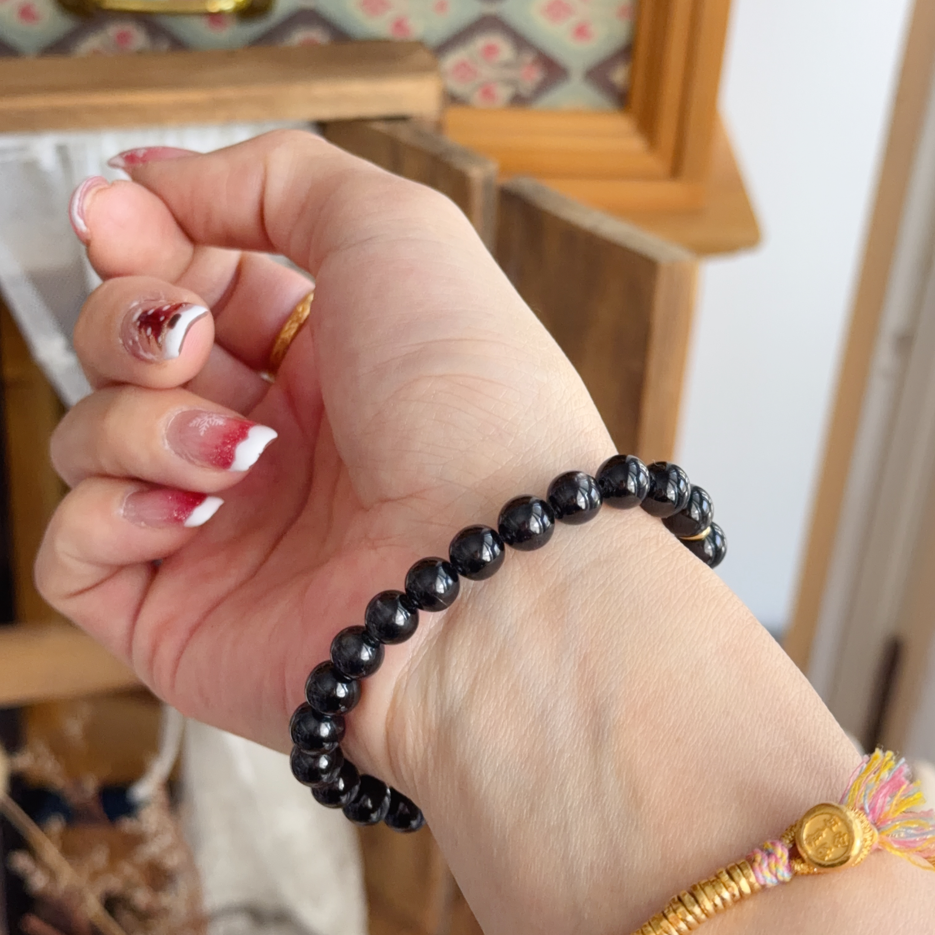  𝟳𝗺𝗺金運石串𝟵𝟵𝟵硬金碎碎金手串