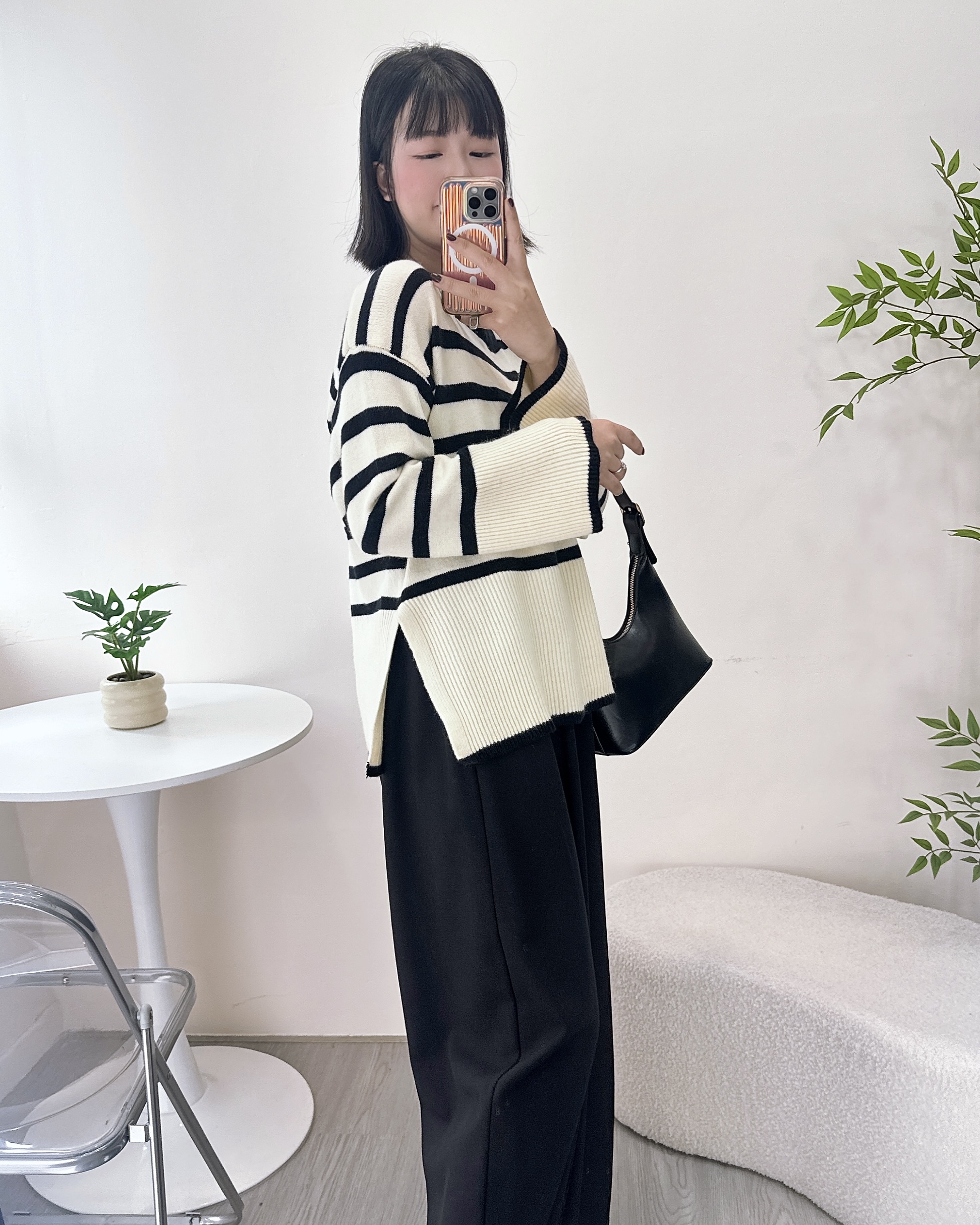 喇叭袖針織開叉上衣 2色