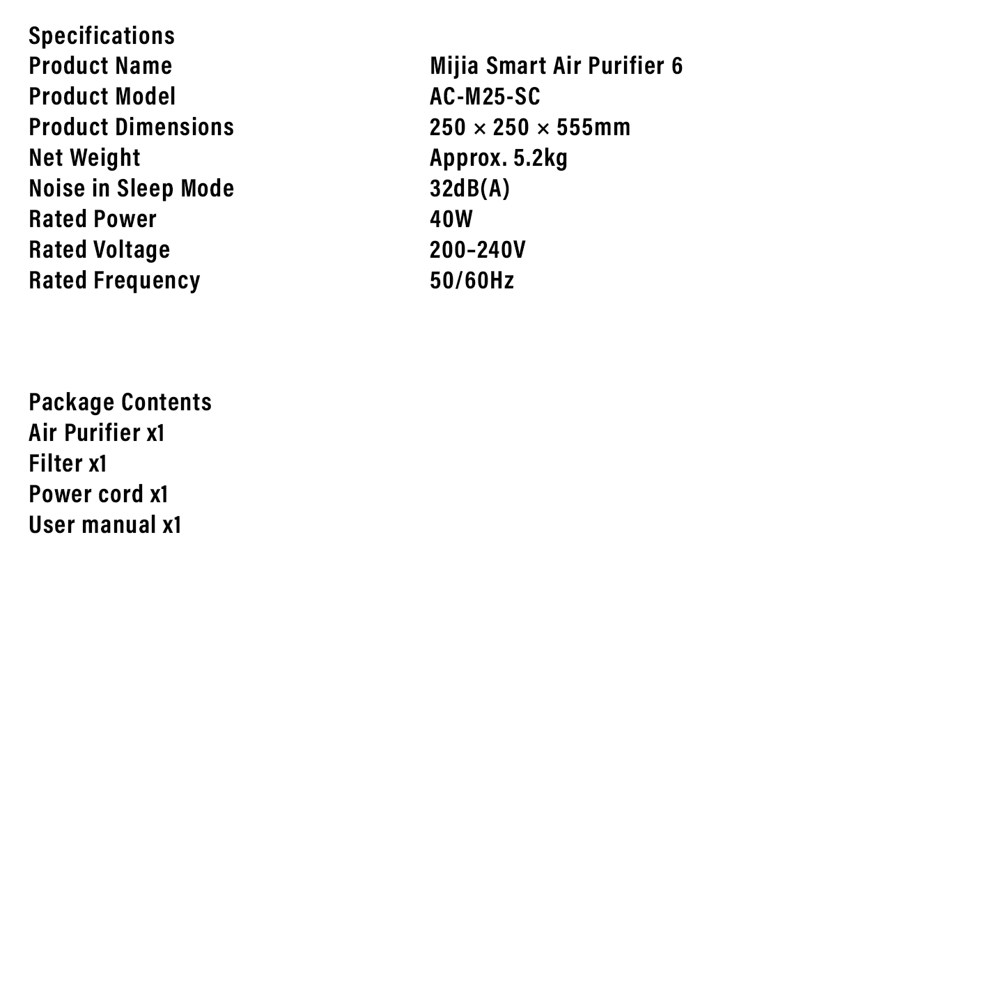 Xiaomi Mijia Smart Air Purifier 6 Formaldehyde (BHR08MZEU)