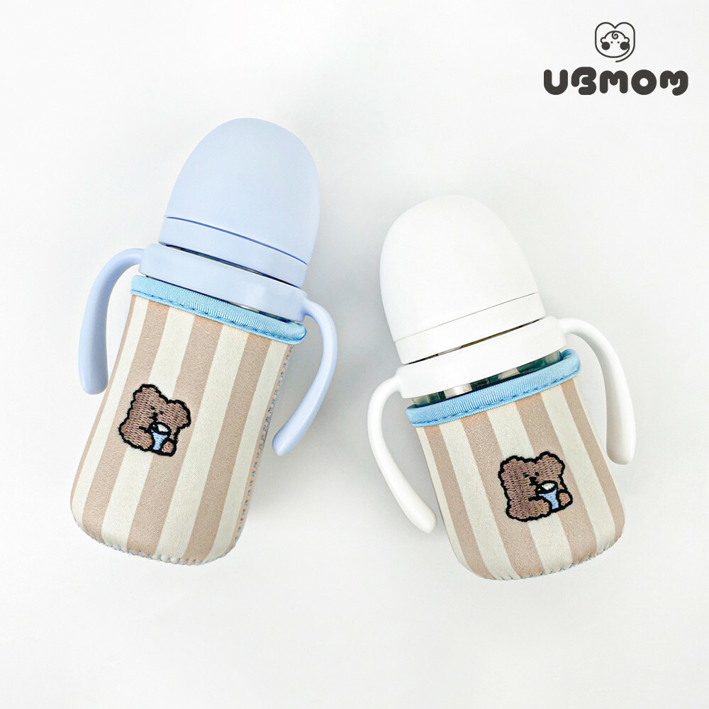 UBMOM 吸管杯保溫套 - 朱古力色 (熊仔刺繡)
