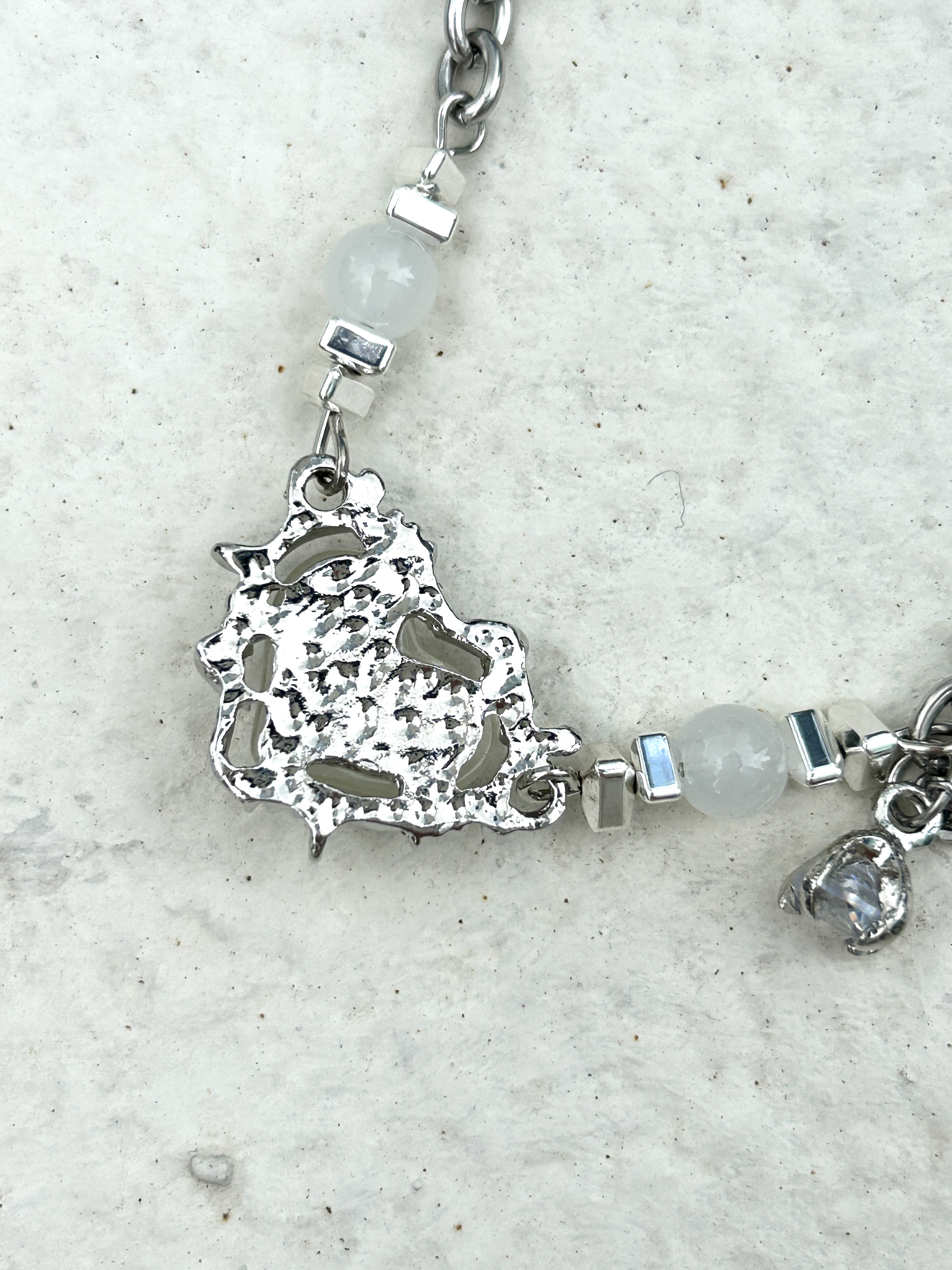 Silver heart rhinestone stainless necklace