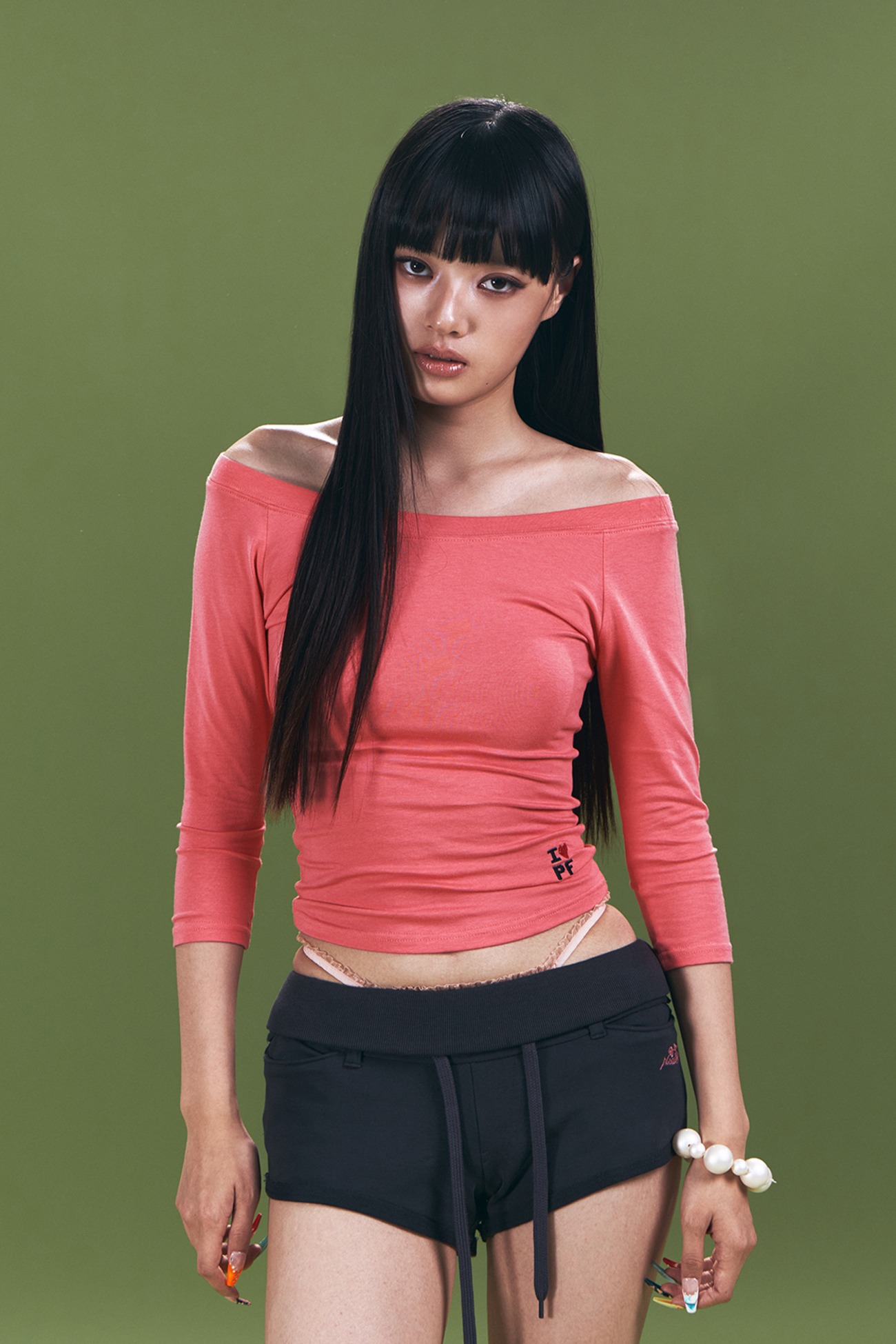 pleaseNOFOLLOW - Zed Off-Shoulder Long Sleeve Top (Candy Pink)
