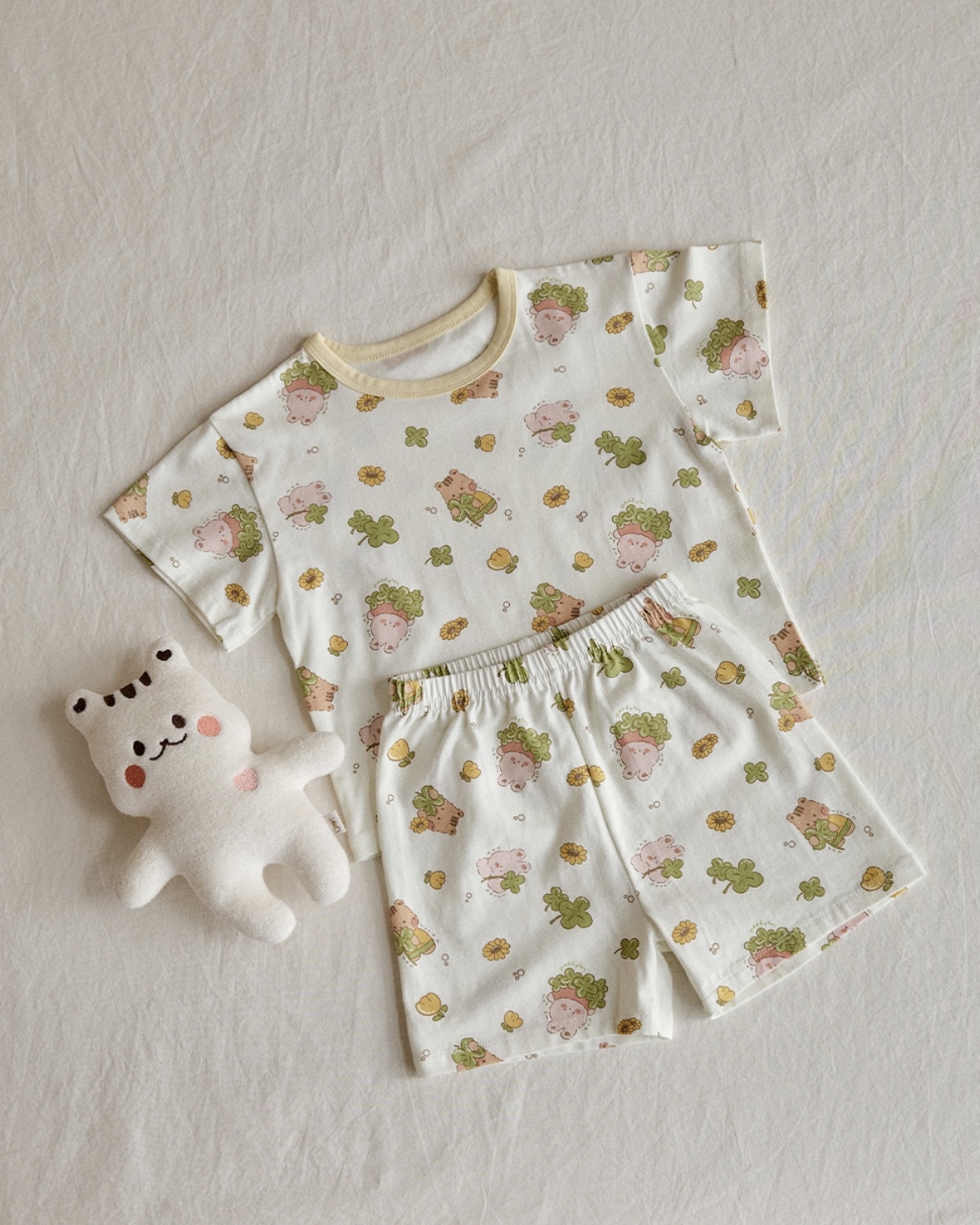 26S/S DTD夏日花草派對系列-莫代爾彈力5分袖上下套裝