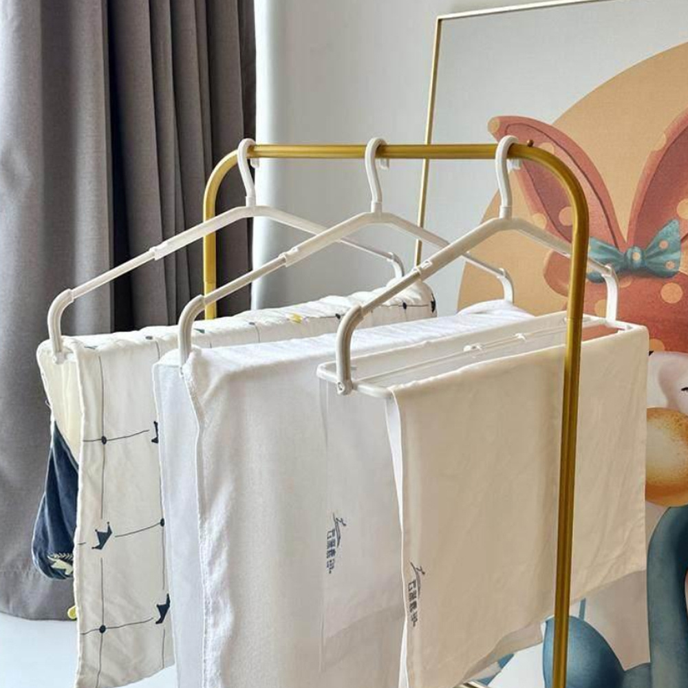 多功能家用伸縮衣架 折疊大衣架 曬被架 被單衣架 2個裝［平行進口］ HK2754