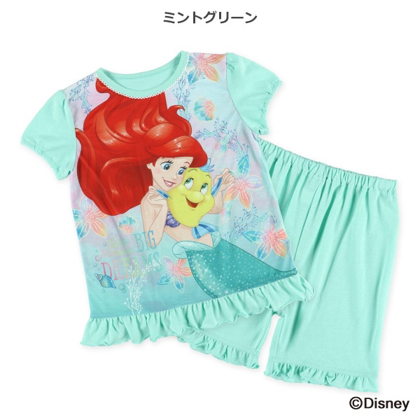 🇯🇵預訂 日本直送🇯🇵清爽材質美人魚印花荷葉邊短袖家居服上下套裝