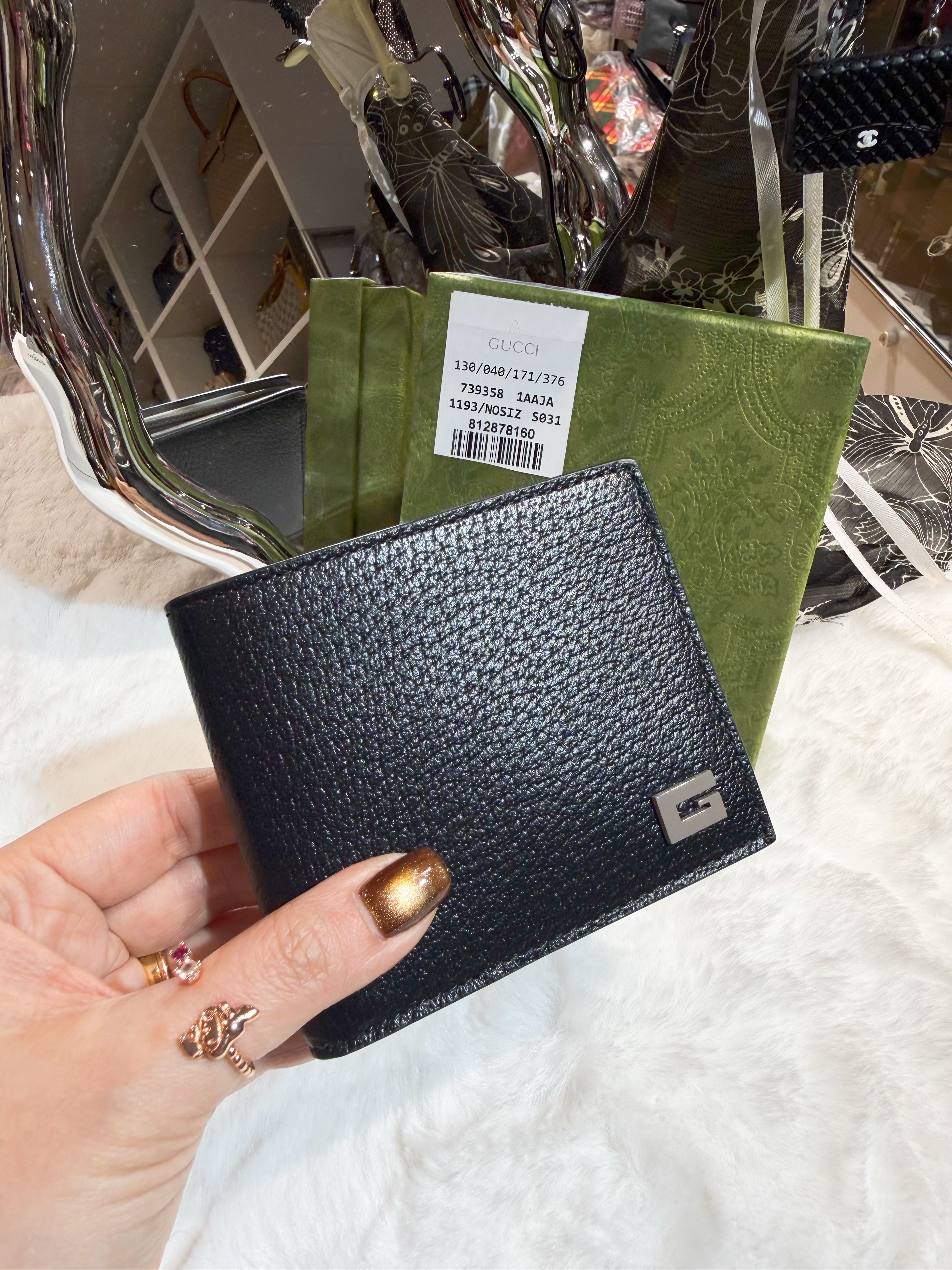 Gucci bi fold wallet 738/blk/grey