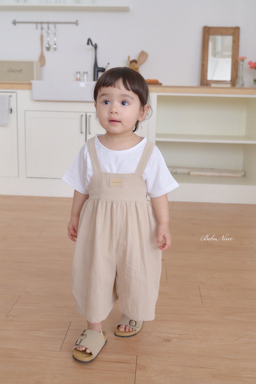 ☀️預訂 韓國直送☀️🇰🇷Bebenine兩色皮革標籤純棉吊帶連身褲